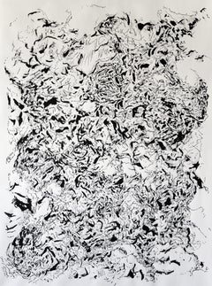 Joan Salo, Large Black White Abstract Ink Painting – Contemporary Minimal Art