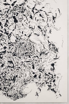 Joan Salo, Quadro astratto a inchiostro bianco e nero di grandi dimensioni - Arte Minimale Contemporanea