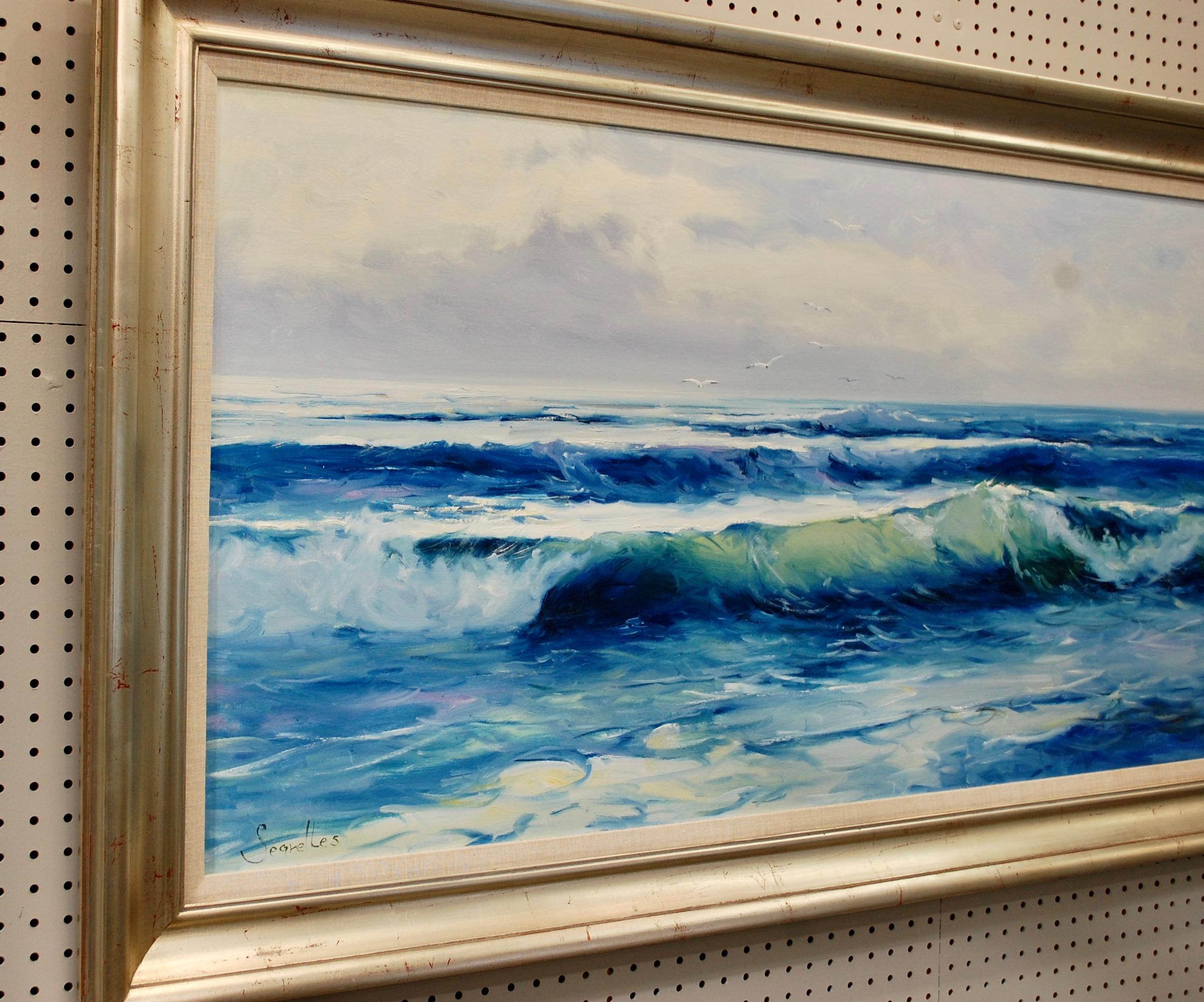  Seascape
Artist signed, silver wood frame.
Joan Segrelles was born in Barcelona, Spain in 1960. He studied at the Bellas Artes School in his home town where he discovered different techniques, materials and methods. His interest was oil painting. 