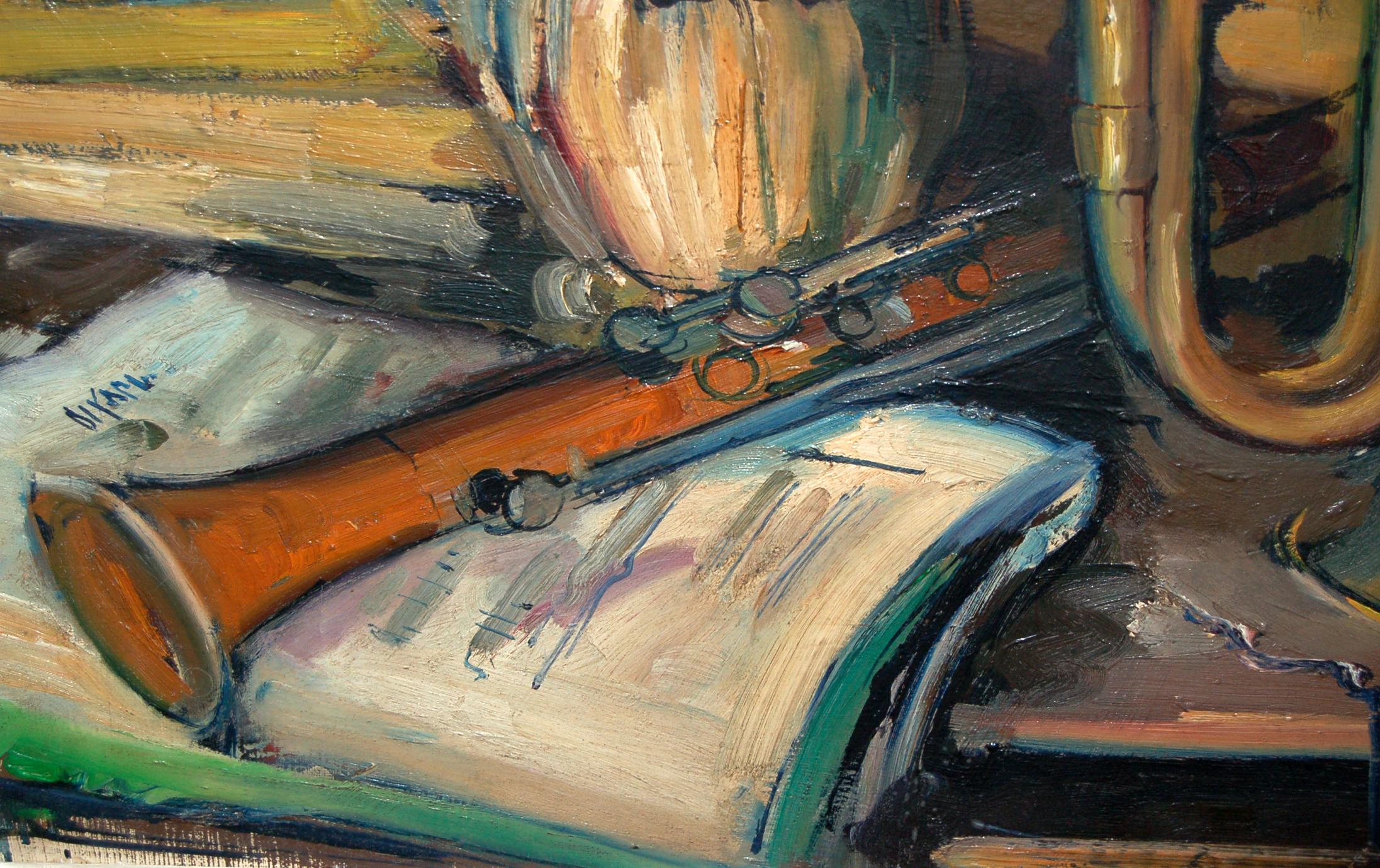 Óleo sobre tela - Bodegón musical in vendita 1