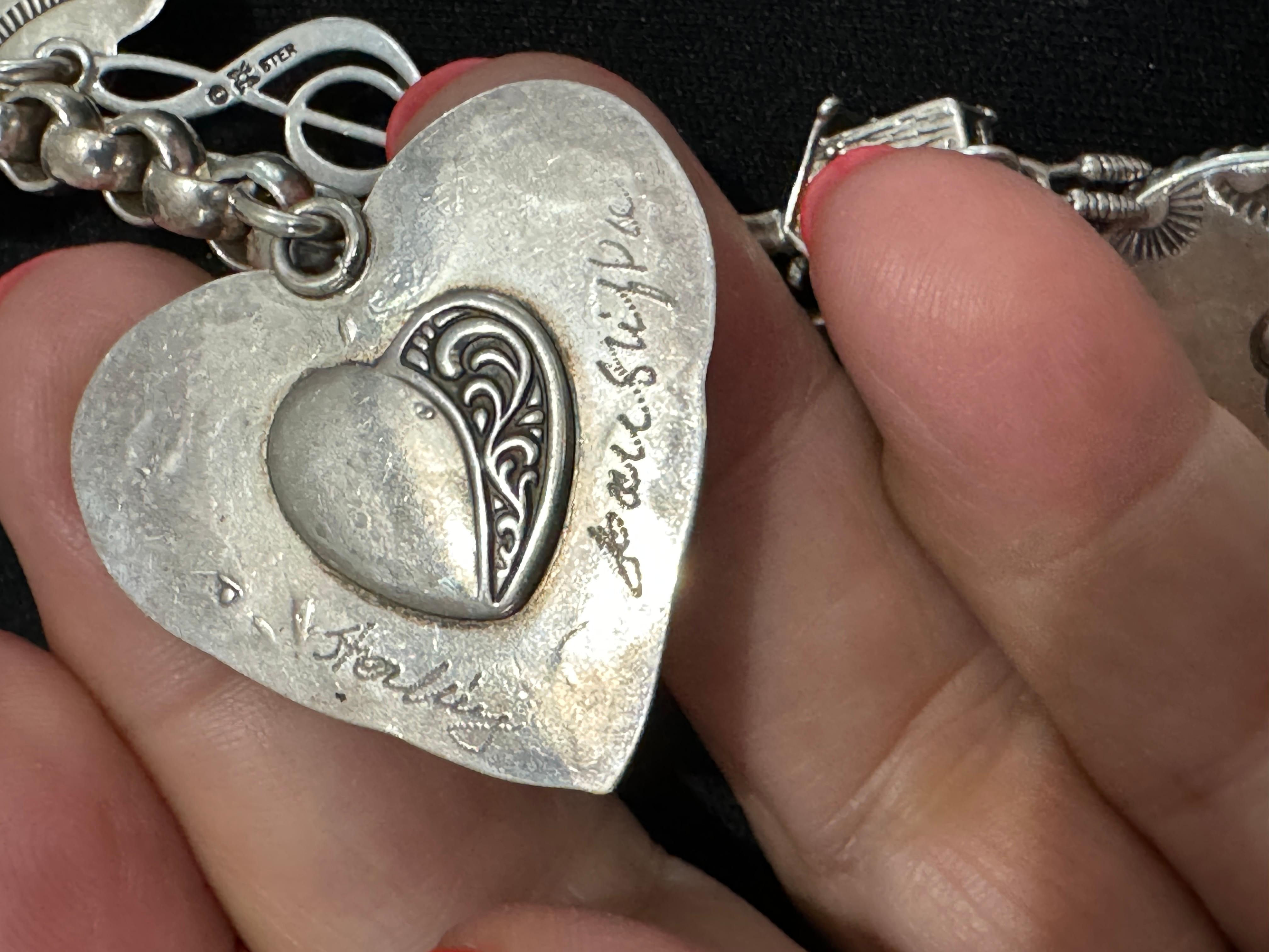 Joan Slifka Collar Encanto Corazón Multipiedra Doble Cara Plata de Ley en venta 4