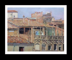 roofs in Vic original impressionist acrylic painting