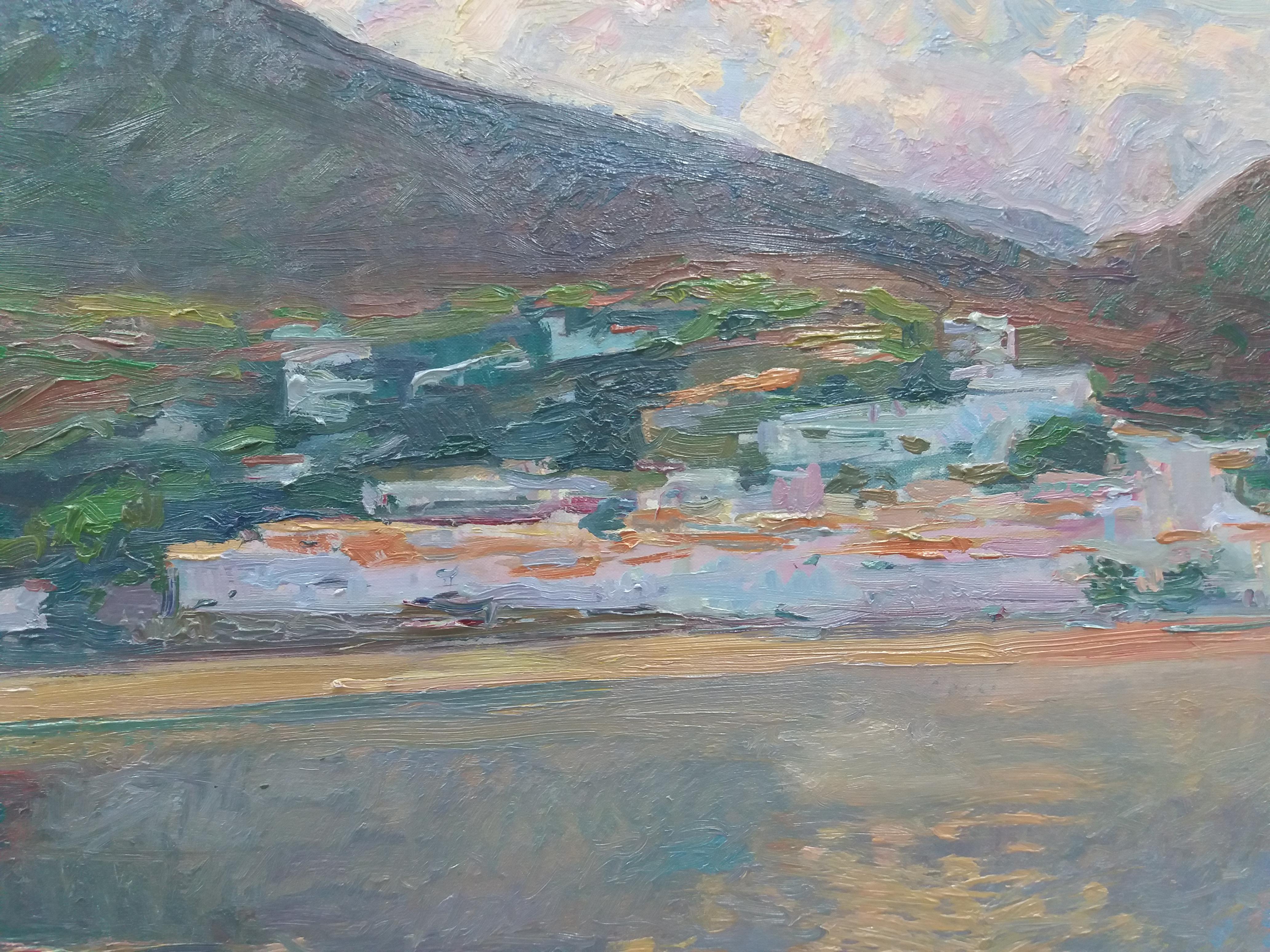 Sola Puig   Coast  Marina original impressionist acrylic painting - Painting by Joan SOLA PUIG