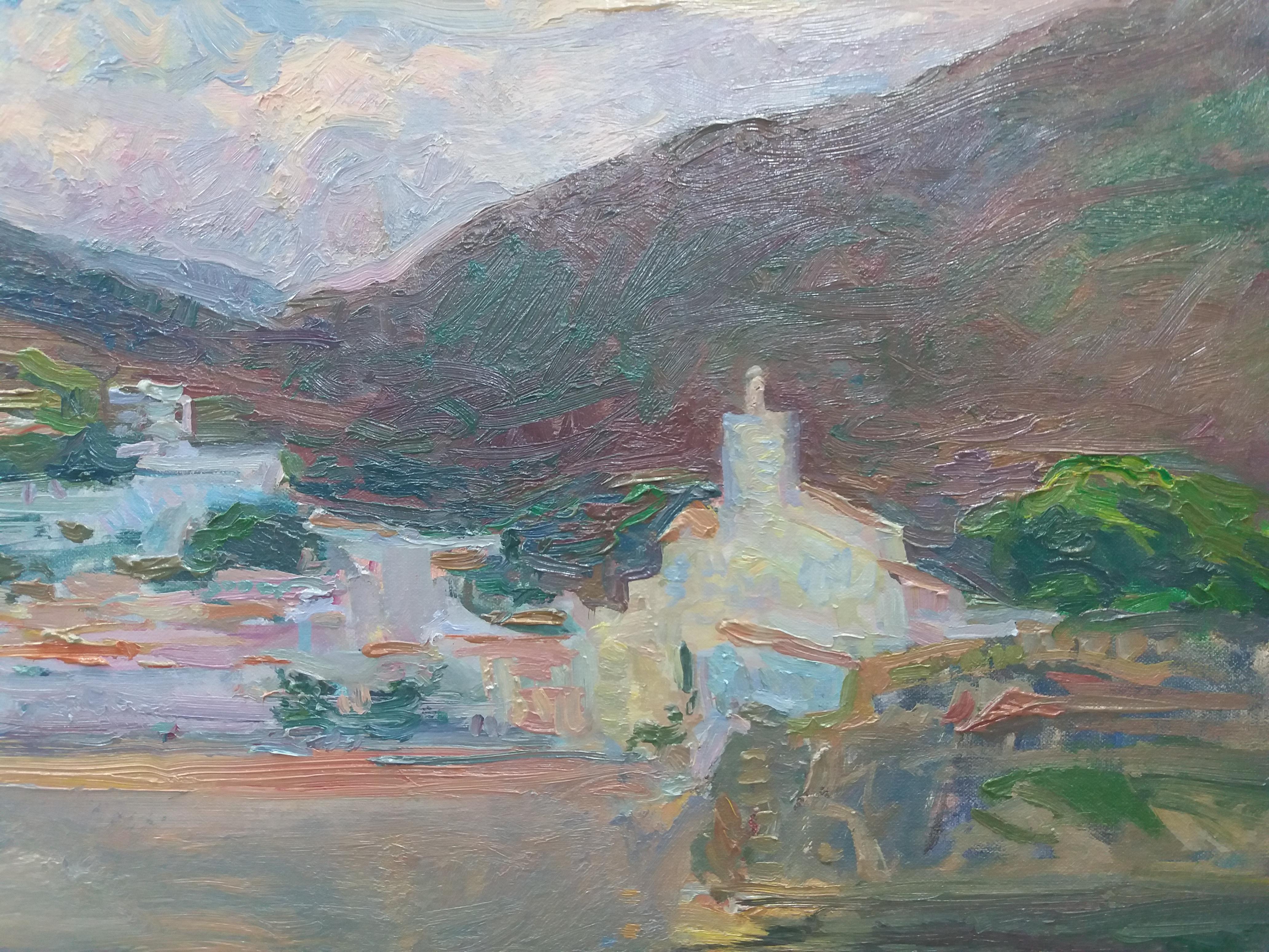 Sola Puig   Coast  Marina original impressionist acrylic painting - Impressionist Painting by Joan SOLA PUIG