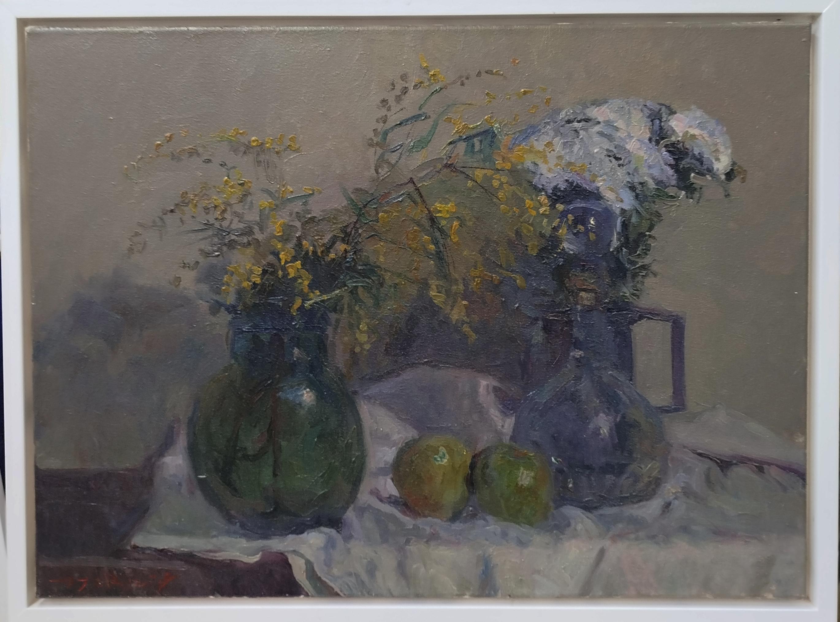 Sola Puig still-life Mimosas and Fruits. original impressionist