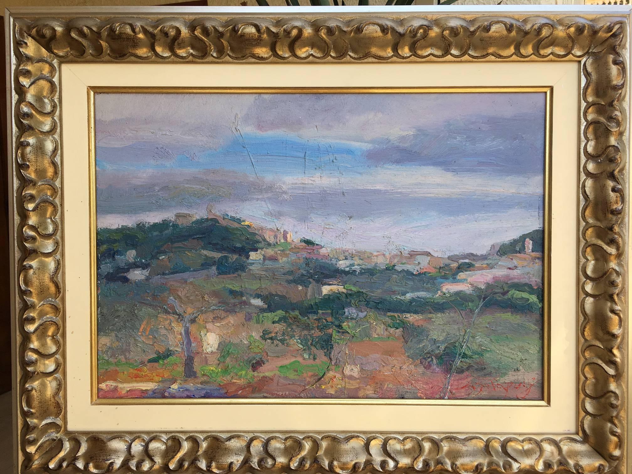 Sola Puig  Landscape of Majorca original impressionist oil canvas painting - Painting by Joan SOLA PUIG