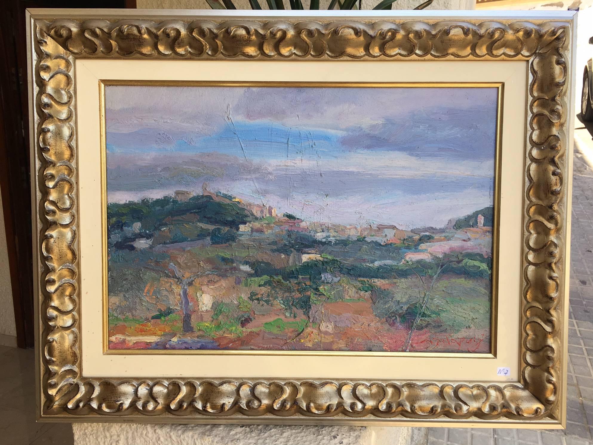 Sola Puig  Landscape of Majorca original impressionist oil canvas painting - Impressionist Painting by Joan SOLA PUIG