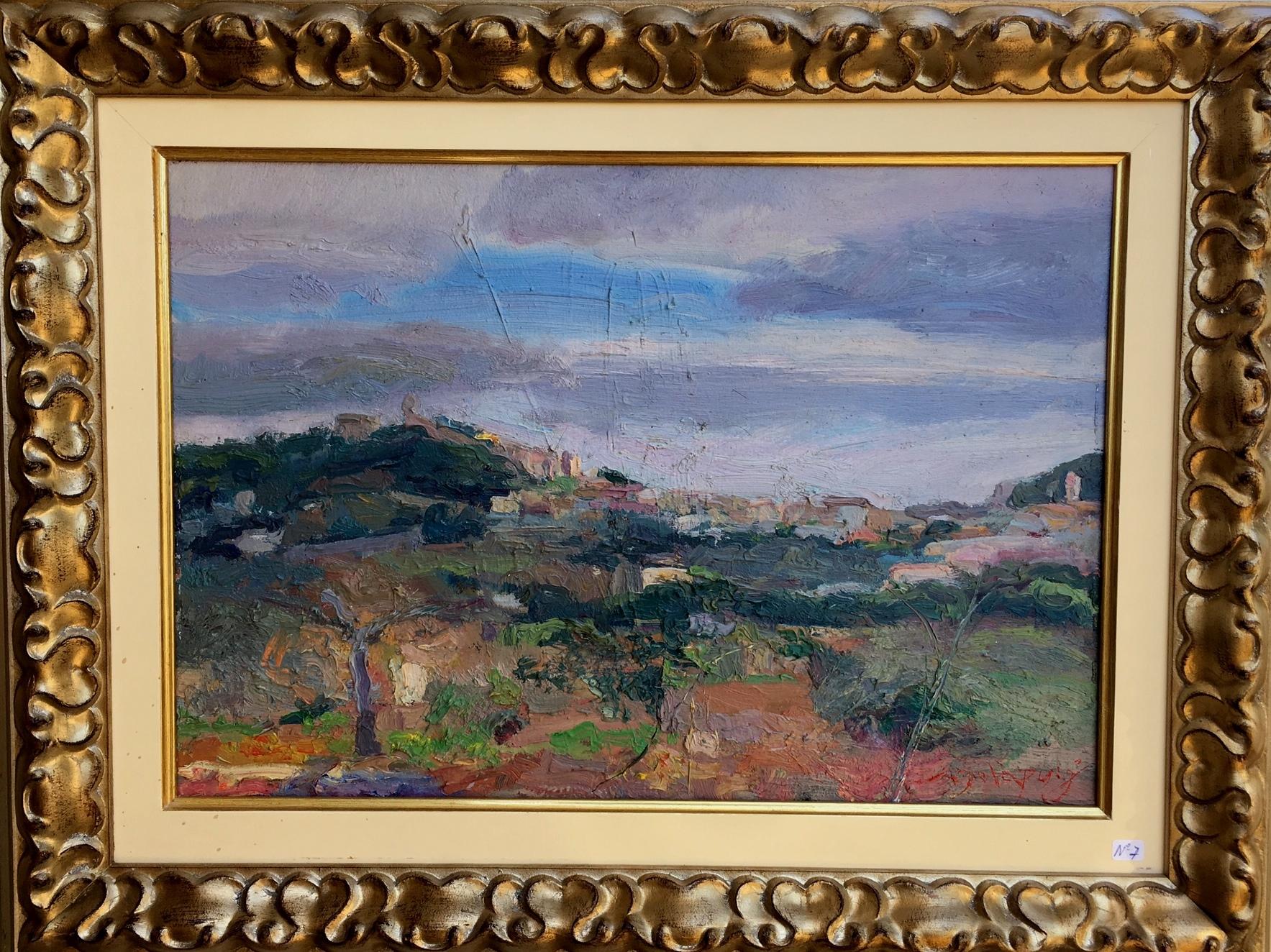 Landscape Painting Joan SOLA PUIG - Sola Puig  Paysage de Majorca Peinture à l'huile impressionniste originale sur toile