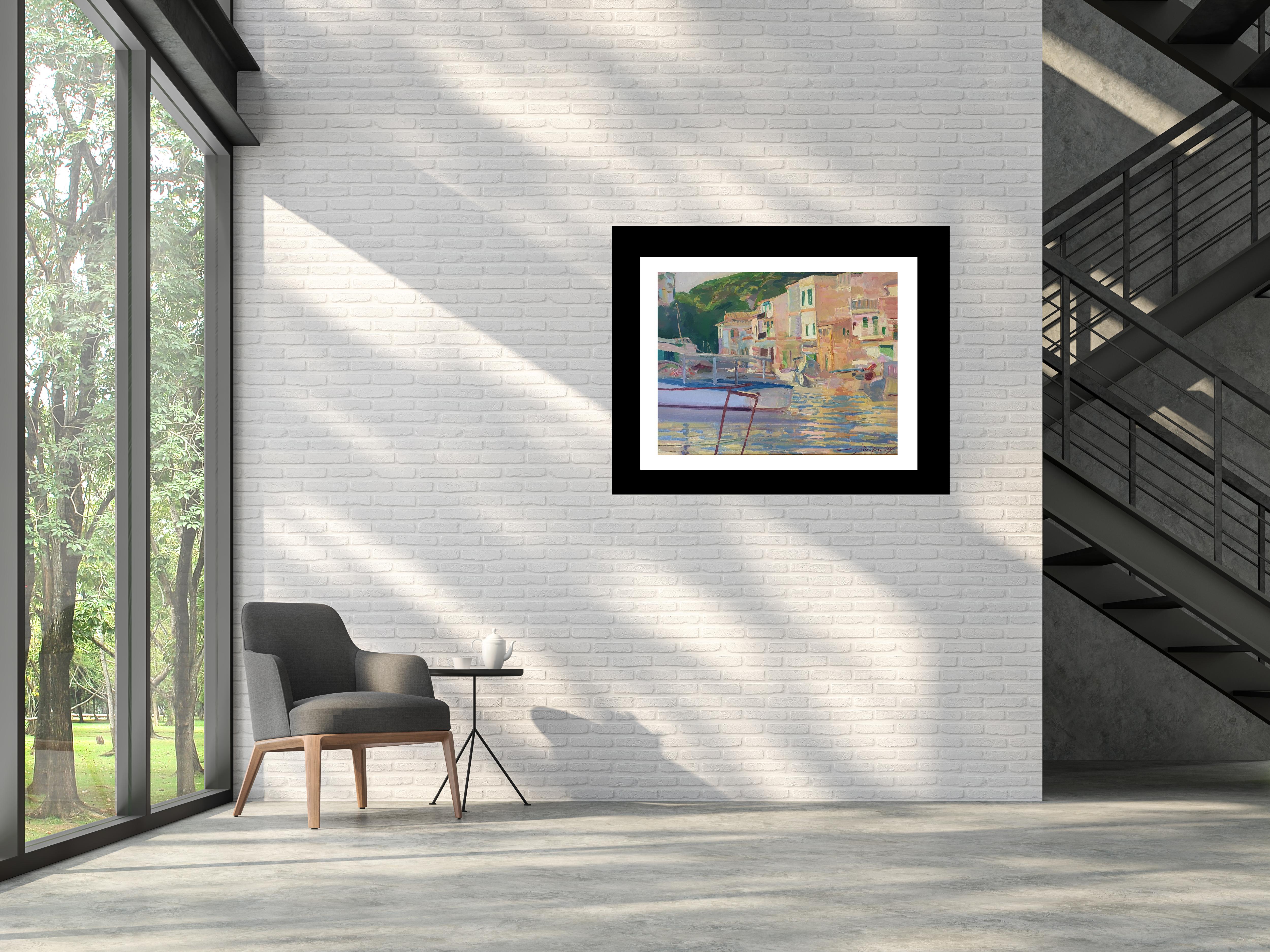 Coast original impressionist canvas oil painting. 
Sola PUIG, Joan    (Barcelona 1950 )

Joan SOLÁ paints in a natural way, which reflects the Old Masters, soaking up the colour, air, smell and the pure scent of his environment. He delivers to his
