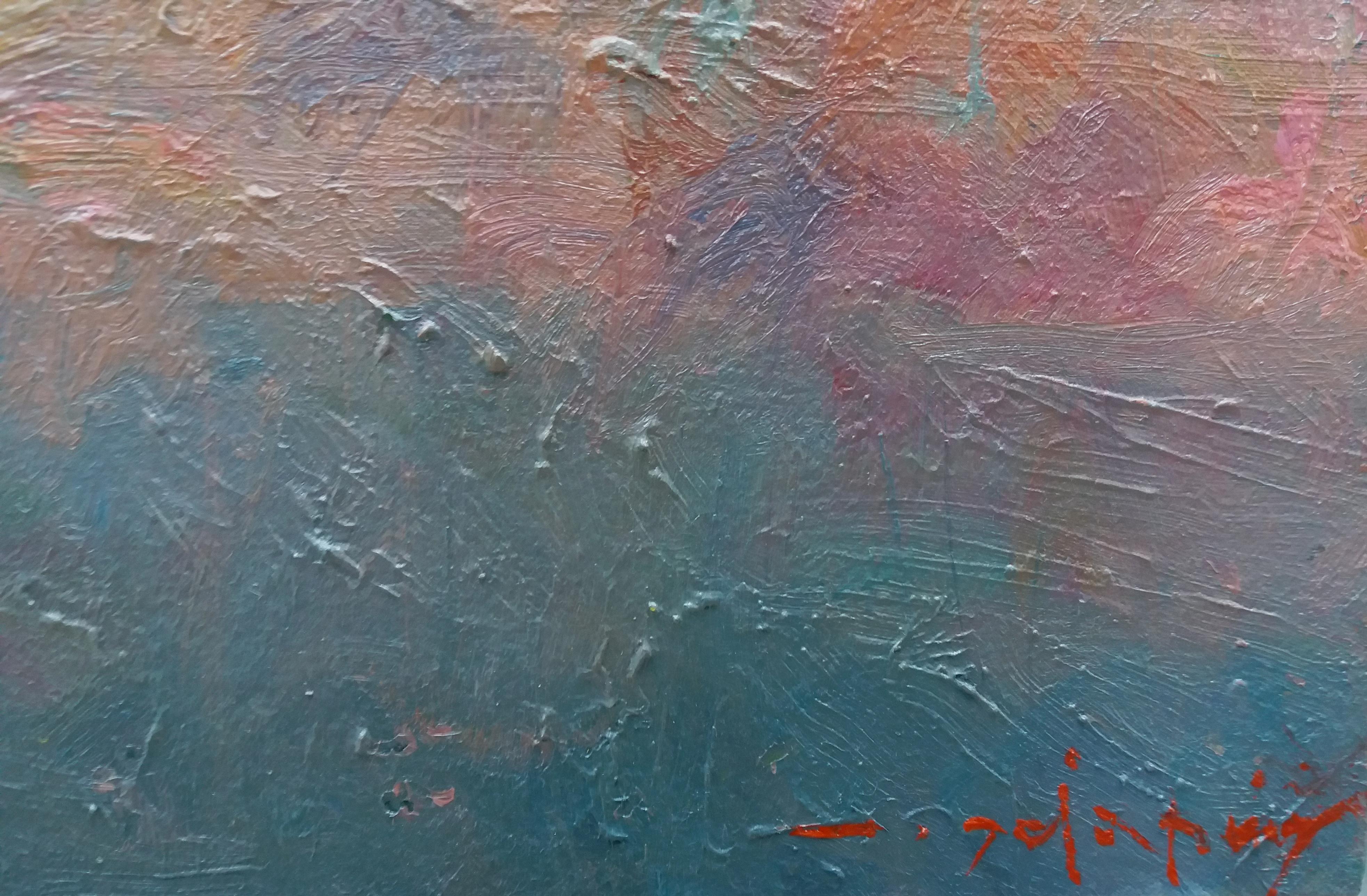 SOLA PUIG 18  Pittura acrilica impressionista originale di Sitges - Landscape Painting Nero di Joan SOLA PUIG