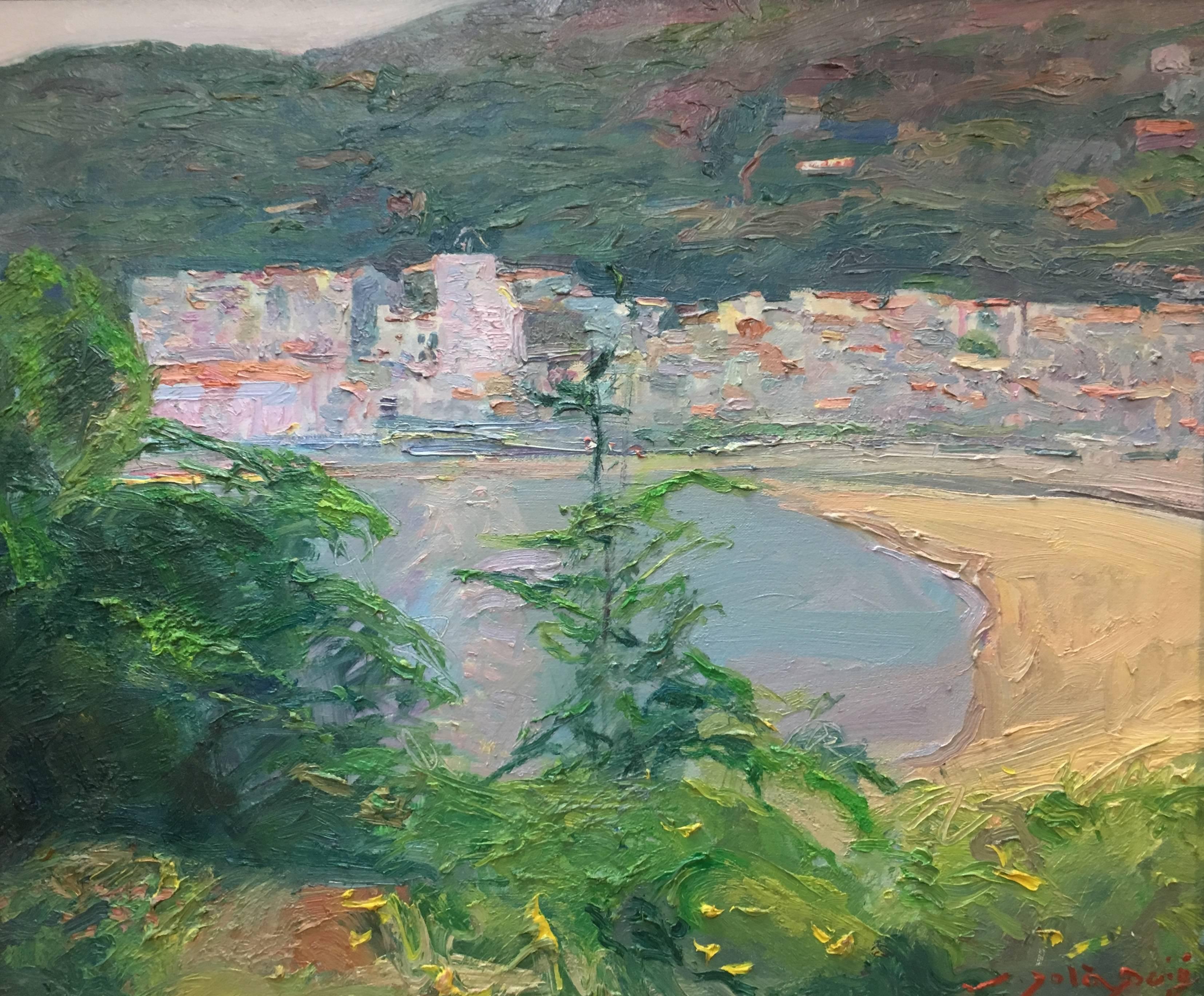 Sola Puig   Coast of Mallorca  original impressionist oil canvas painting - Impressionist Painting by Joan SOLA PUIG