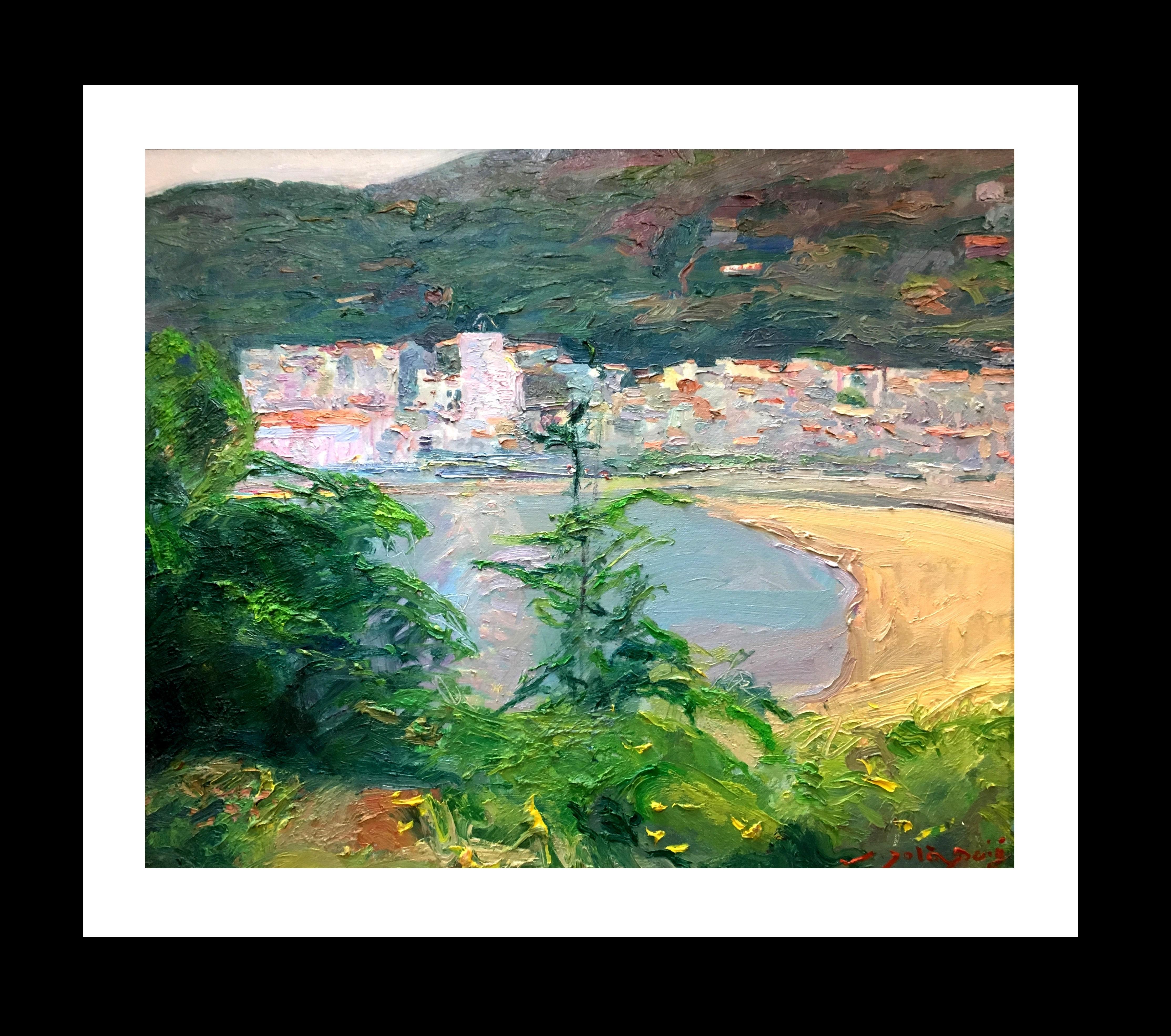 Joan SOLA PUIG Landscape Painting - Sola Puig   Coast of Mallorca  original impressionist oil canvas painting
