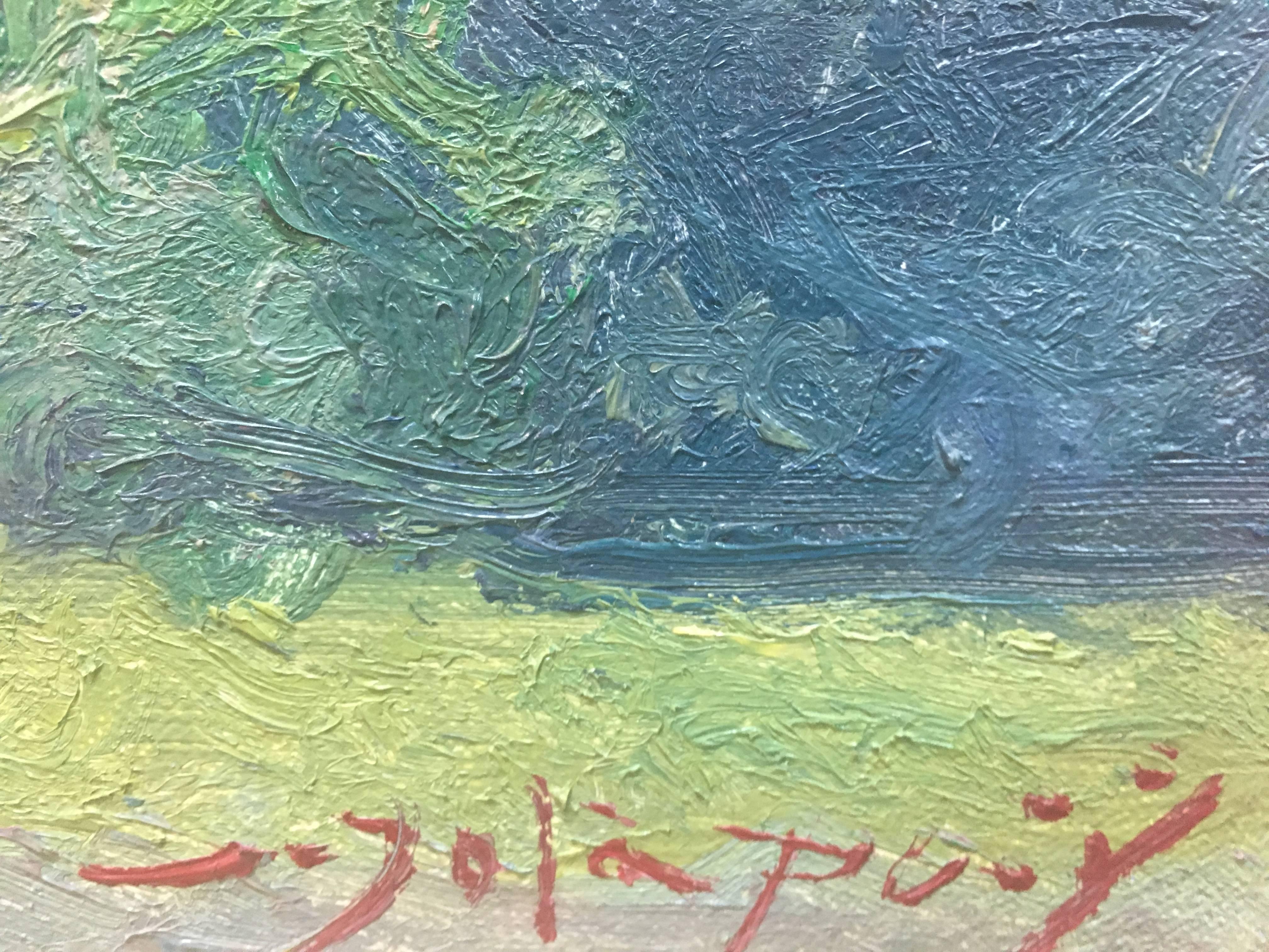  Sola Puig    Landschaft  Grün  Original impressionistisches Ölgemälde auf Leinwand im Angebot 1