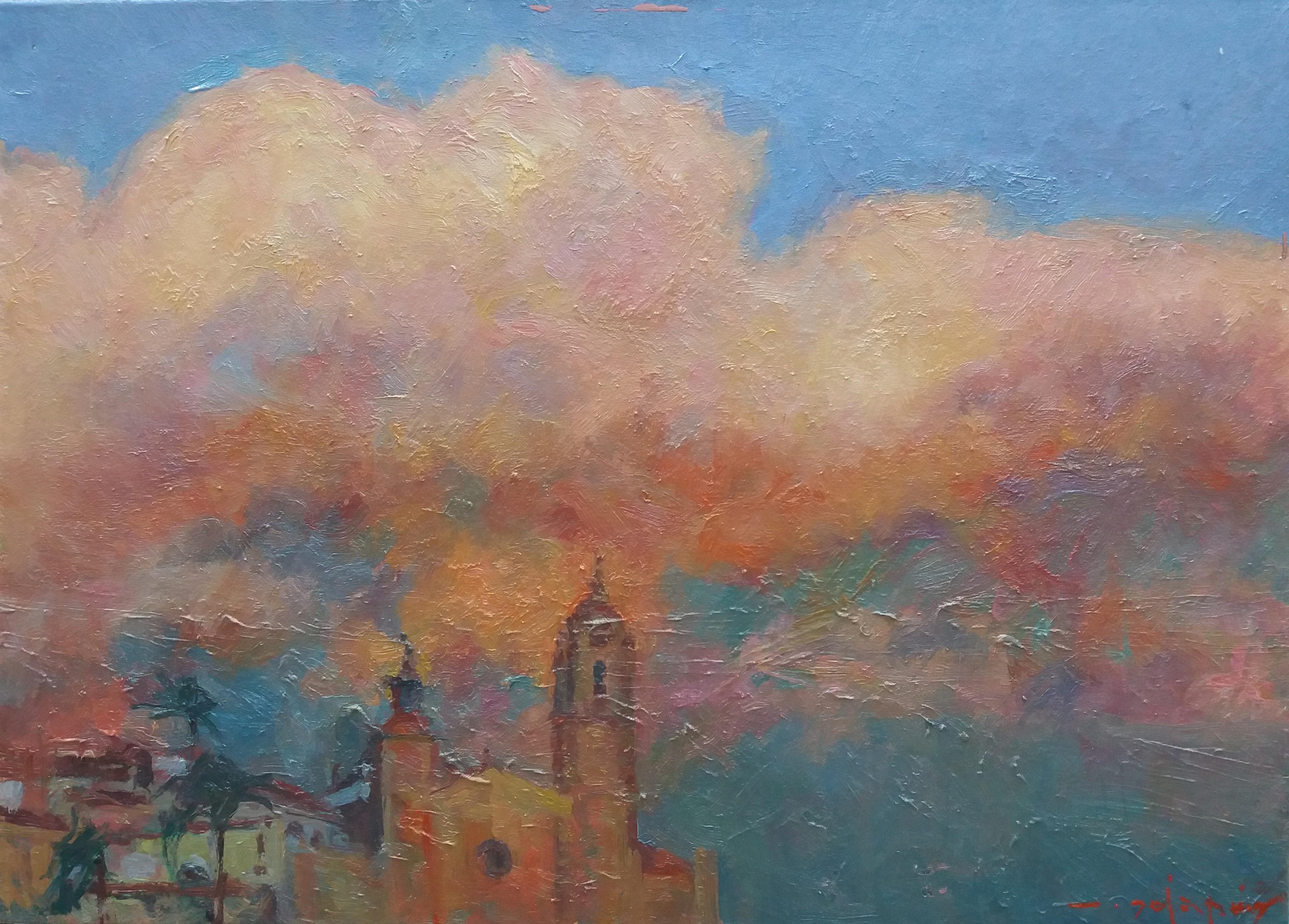 SOLA PUIG  Sitges original impressionist acrylic painting - Painting by Joan SOLA PUIG