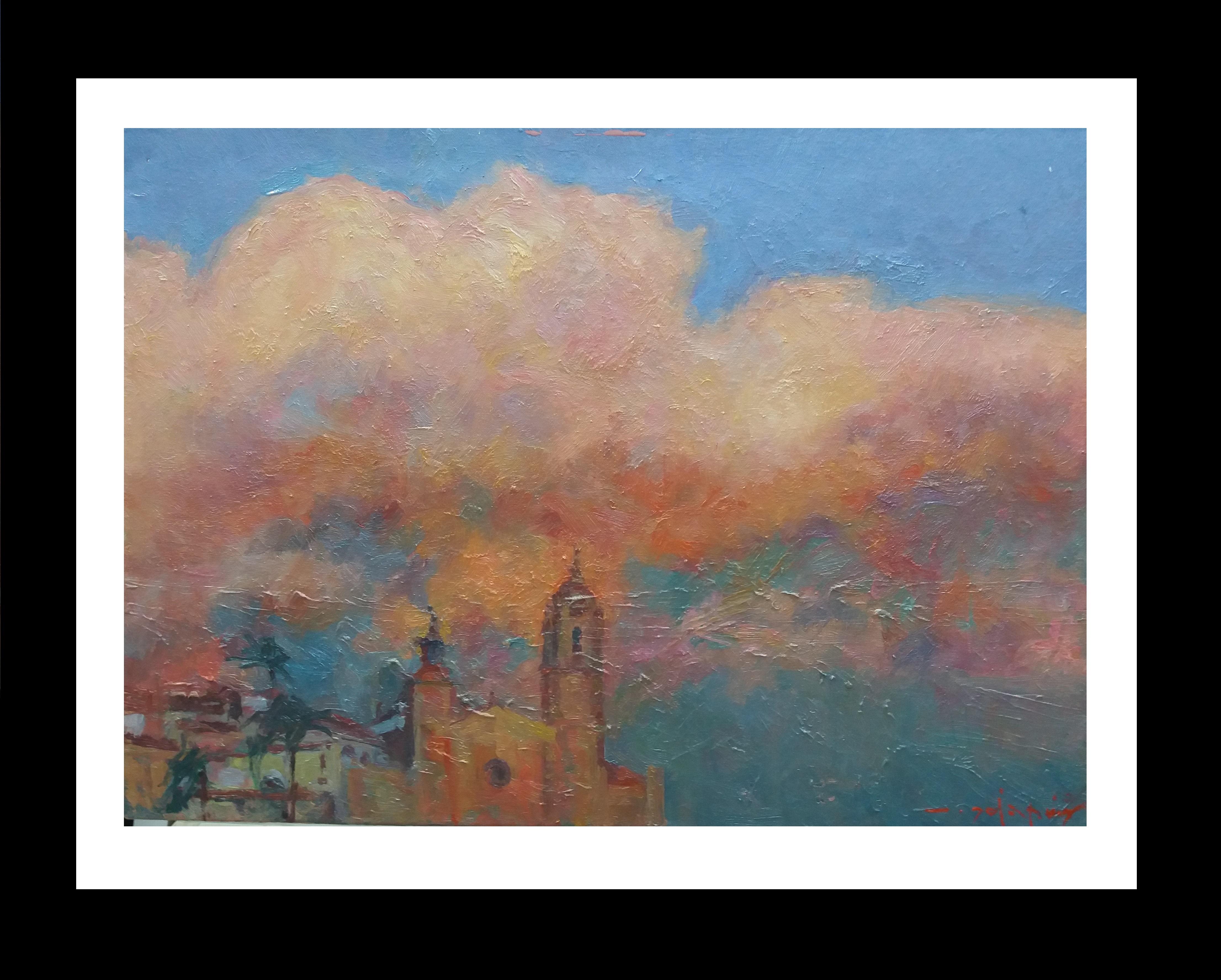 Landscape Painting Joan SOLA PUIG - SOLA PUIG  Peinture à l'acrylique impressionniste originale de Sitges