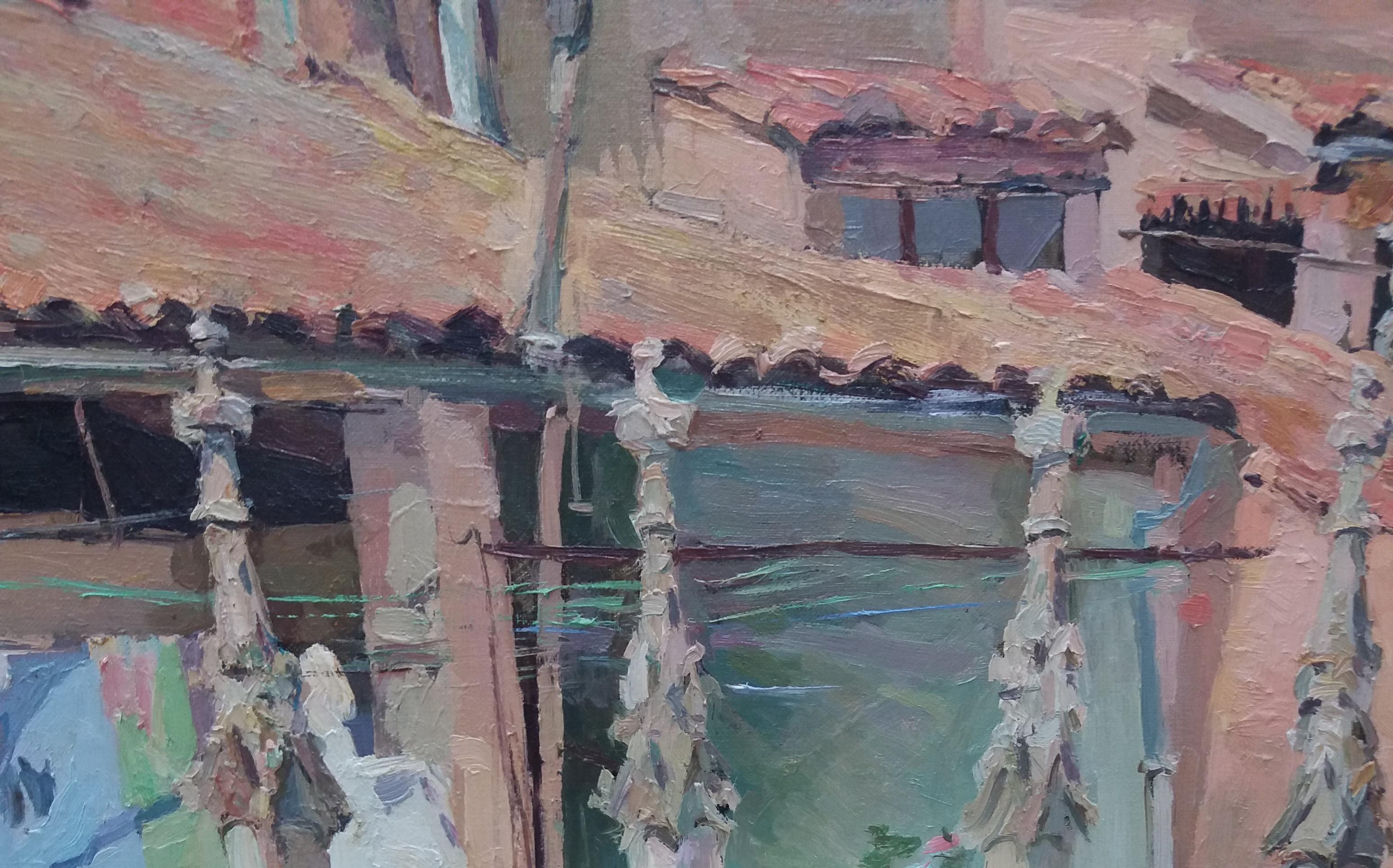Sola  Puig  Tetti  Ocra   Grande  impressionista originale - Painting Impressionismo di Joan SOLA PUIG