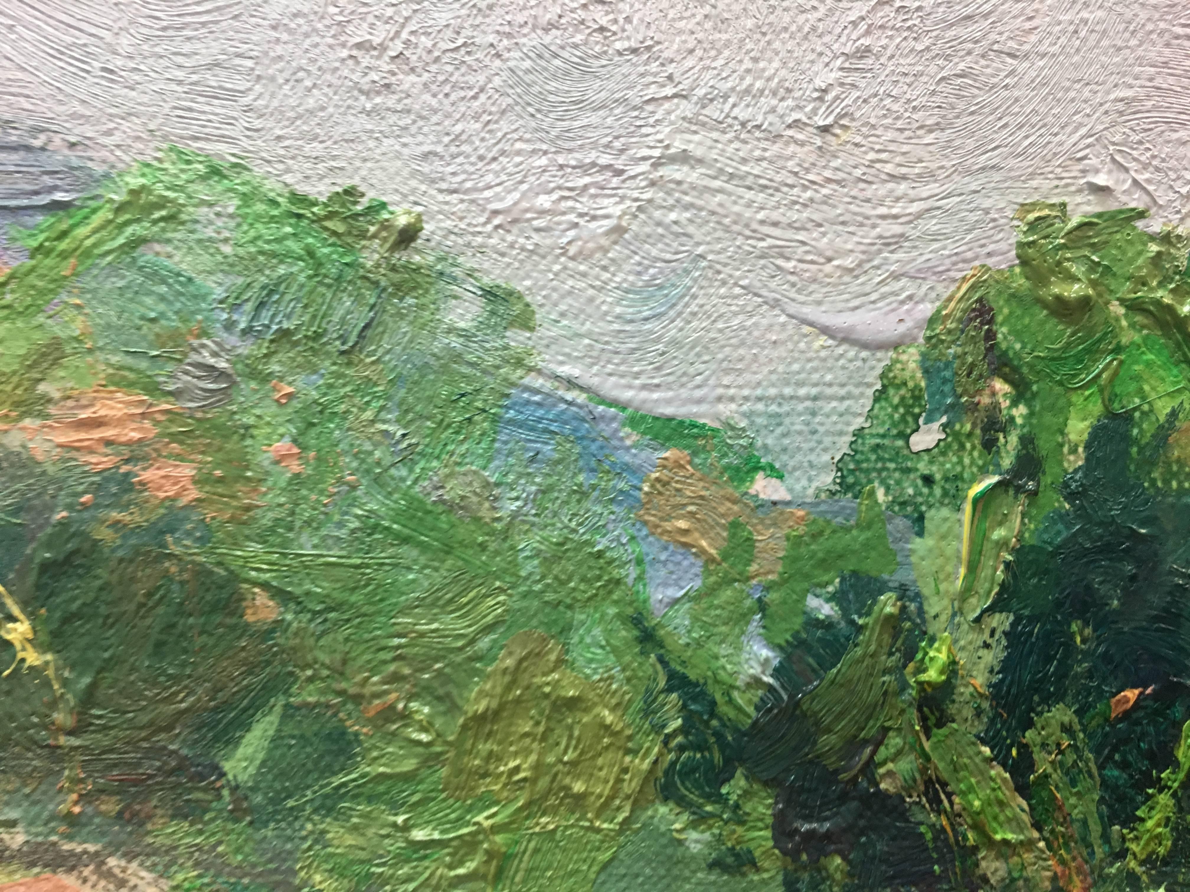 Sola Puig 39 Berglandschaft von Gerona, original impressionistisches Ölgemälde (Schwarz), Landscape Painting, von Joan SOLA PUIG