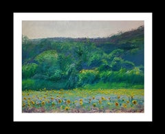 Sola Puig, Green Landscape and Trees oil canvas painting