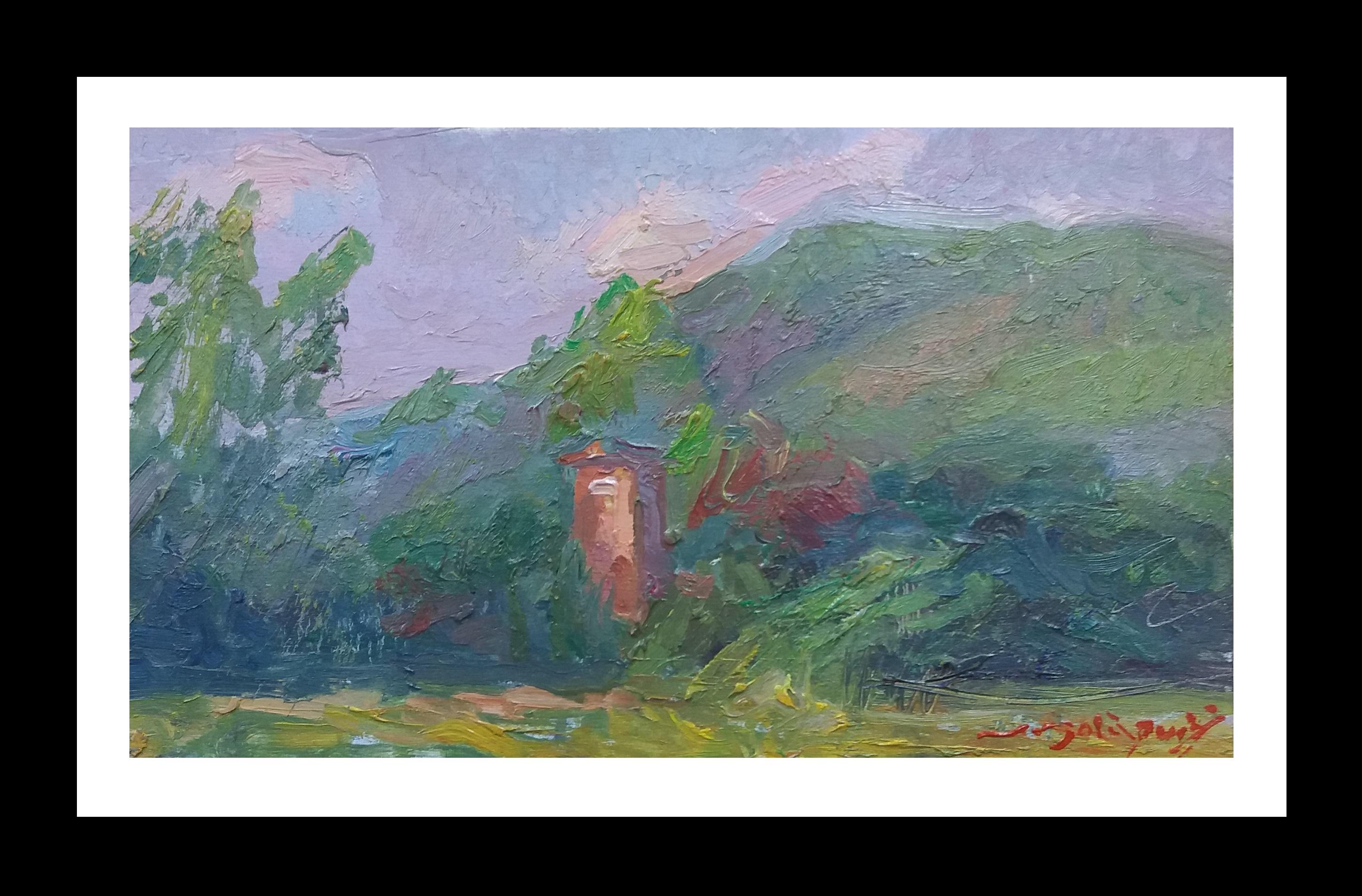 Joan SOLA PUIG Landscape Painting - Sola Puig Mountains original  impressionist acrylic painting