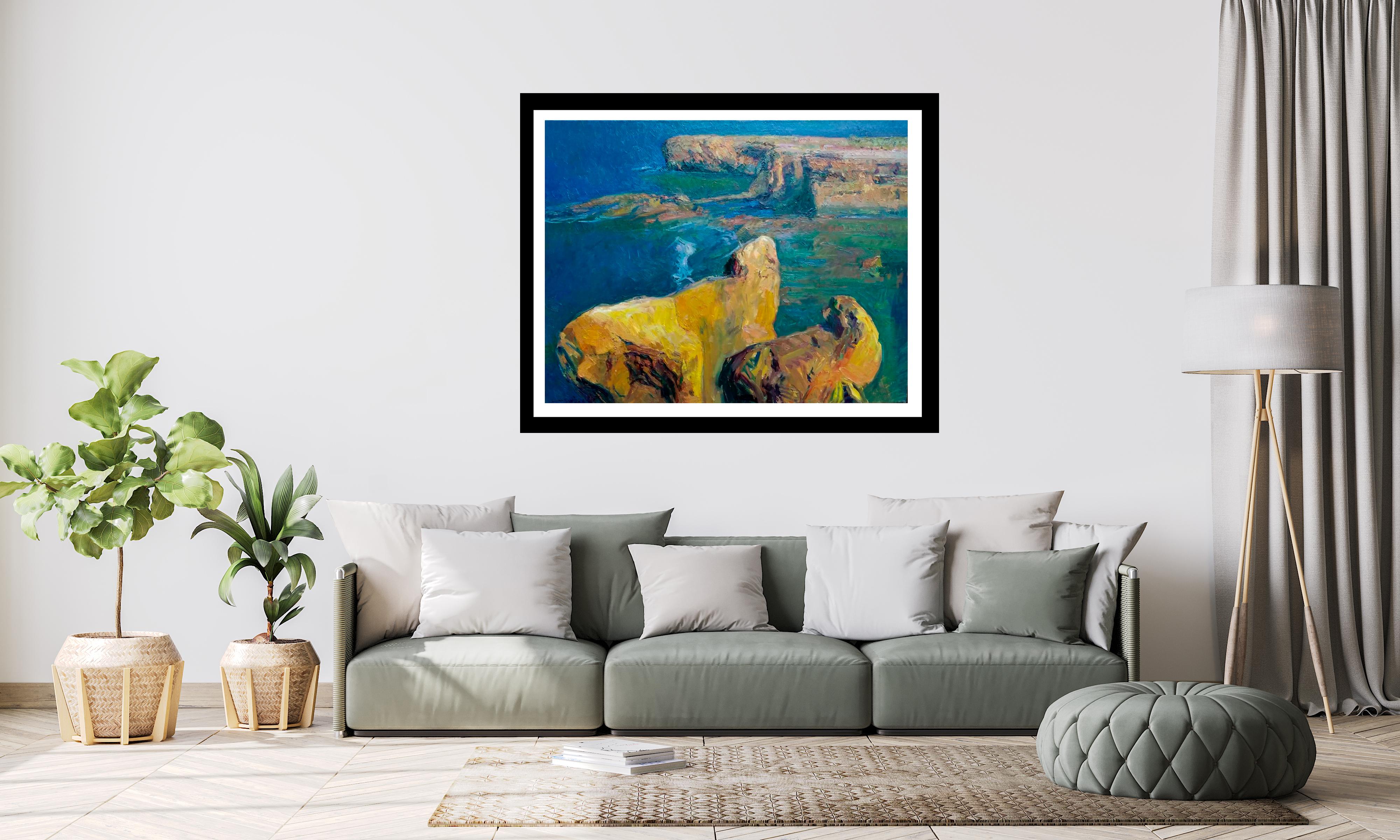 Sola Puig 5 Rocas en el mar pintura acrílica impresionista original en venta 2