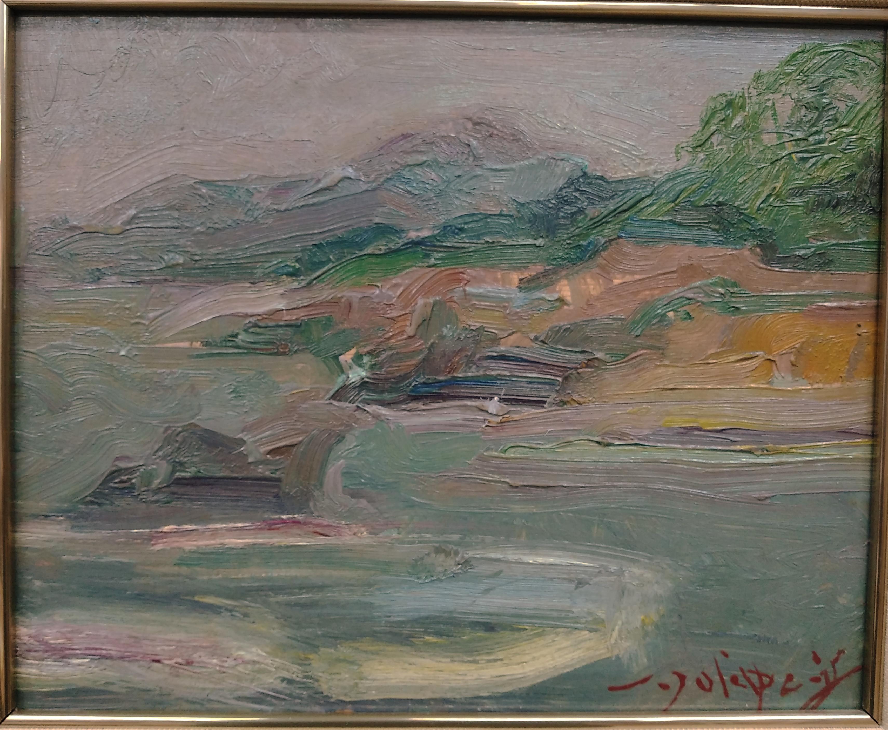 Sola Puig  Petit paysage impressionniste original  - Impressionnisme Painting par Joan SOLA PUIG