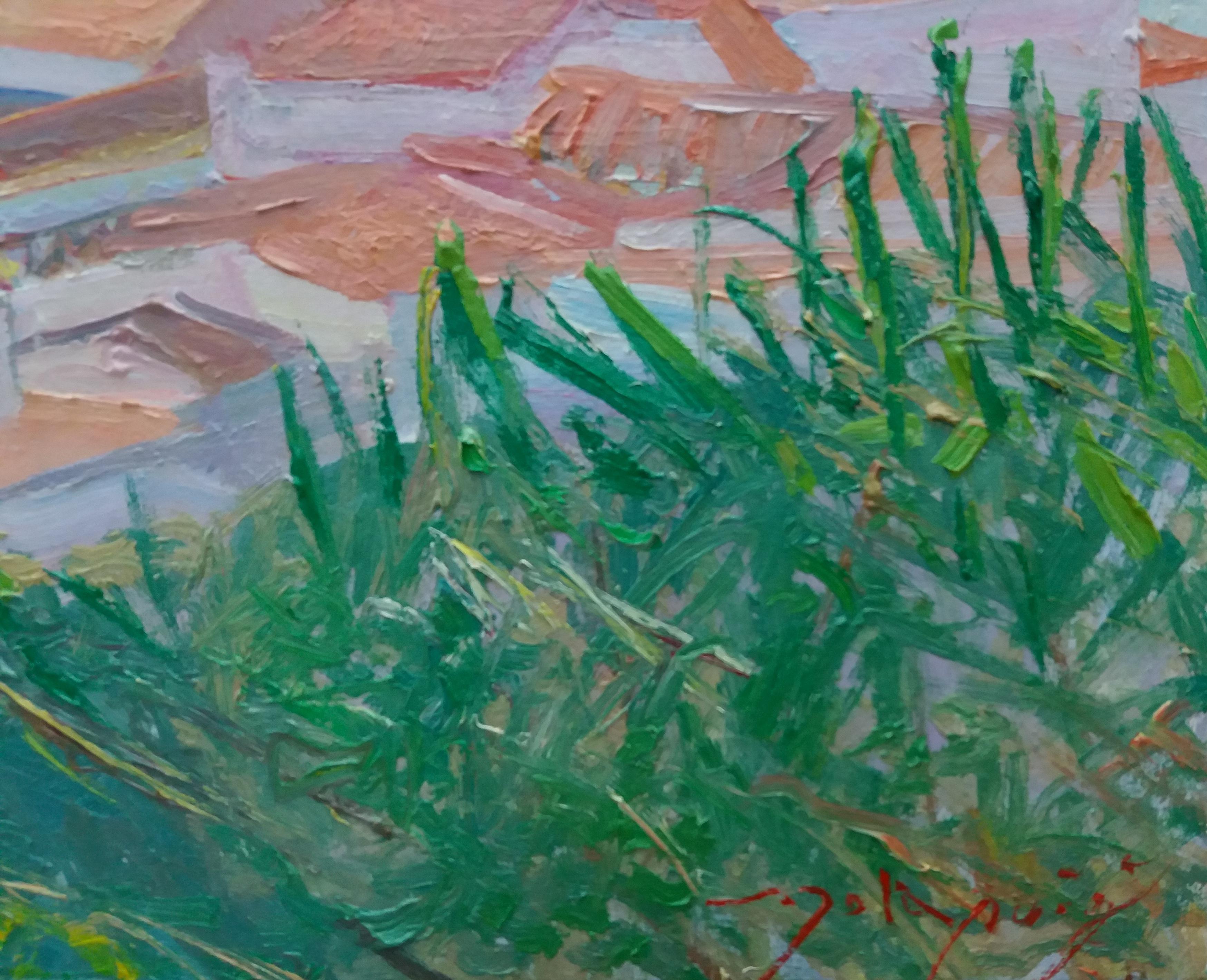 Sola puig Town on the Coast   Bay  Beach original impressionist - Painting by Joan SOLA PUIG