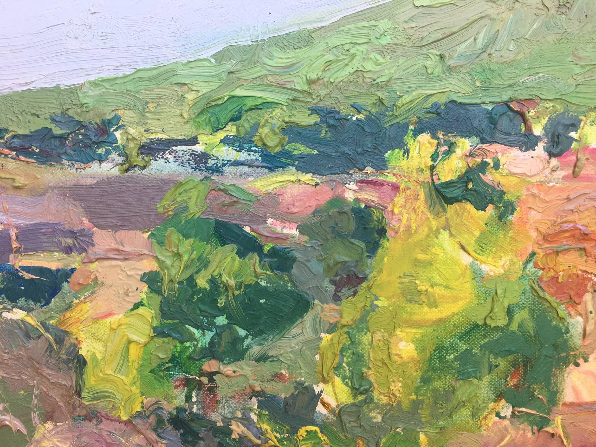 Sola Puig    Landscape in Green original impressionist oil canvas painting - Impressionist Painting by Joan SOLA PUIG