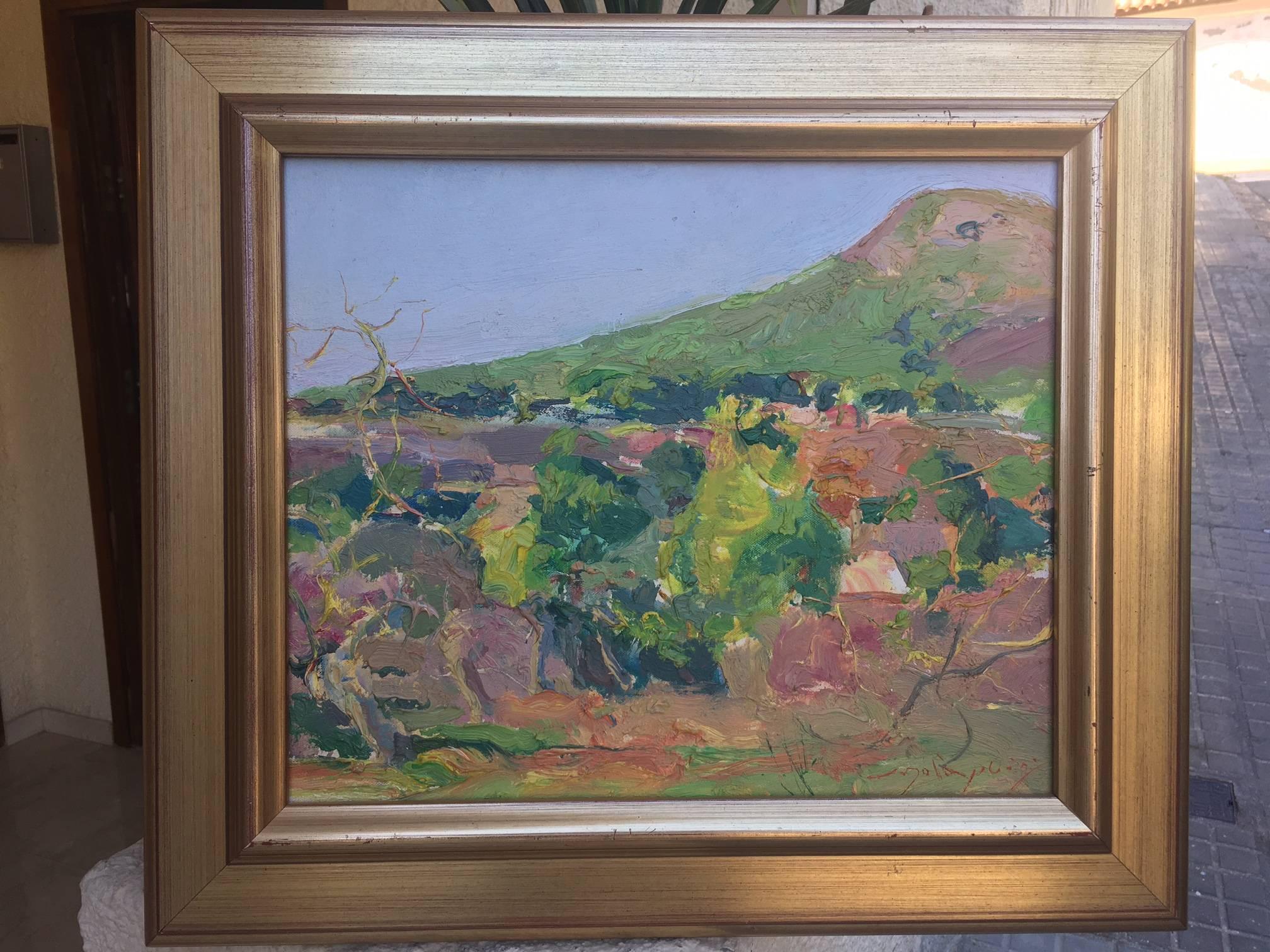 Sola Puig    Landscape in Green original impressionist oil canvas painting For Sale 2