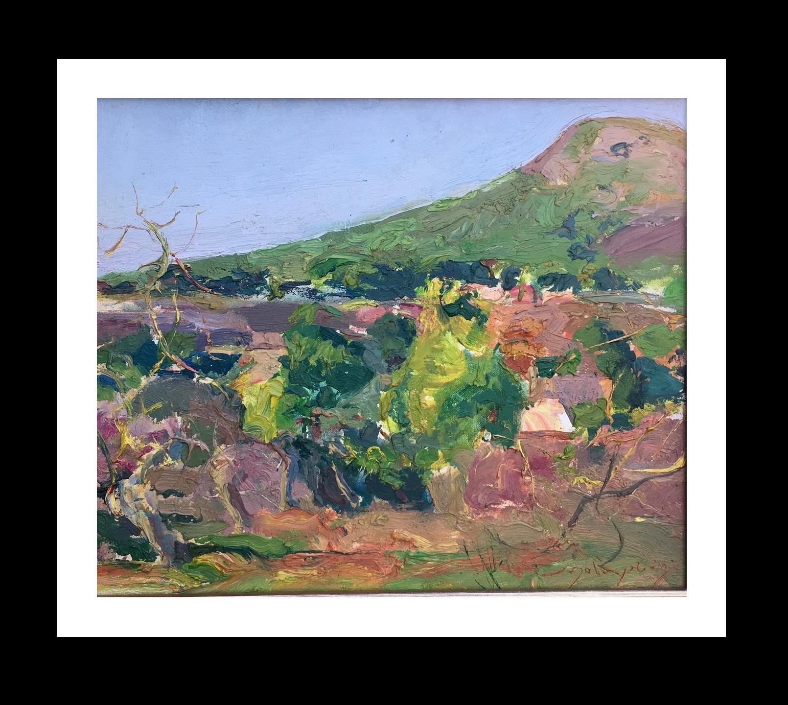 Joan SOLA PUIG Landscape Painting – Sola Puig 6  Landschaft in Grün, original impressionistisches Gemälde in Öl