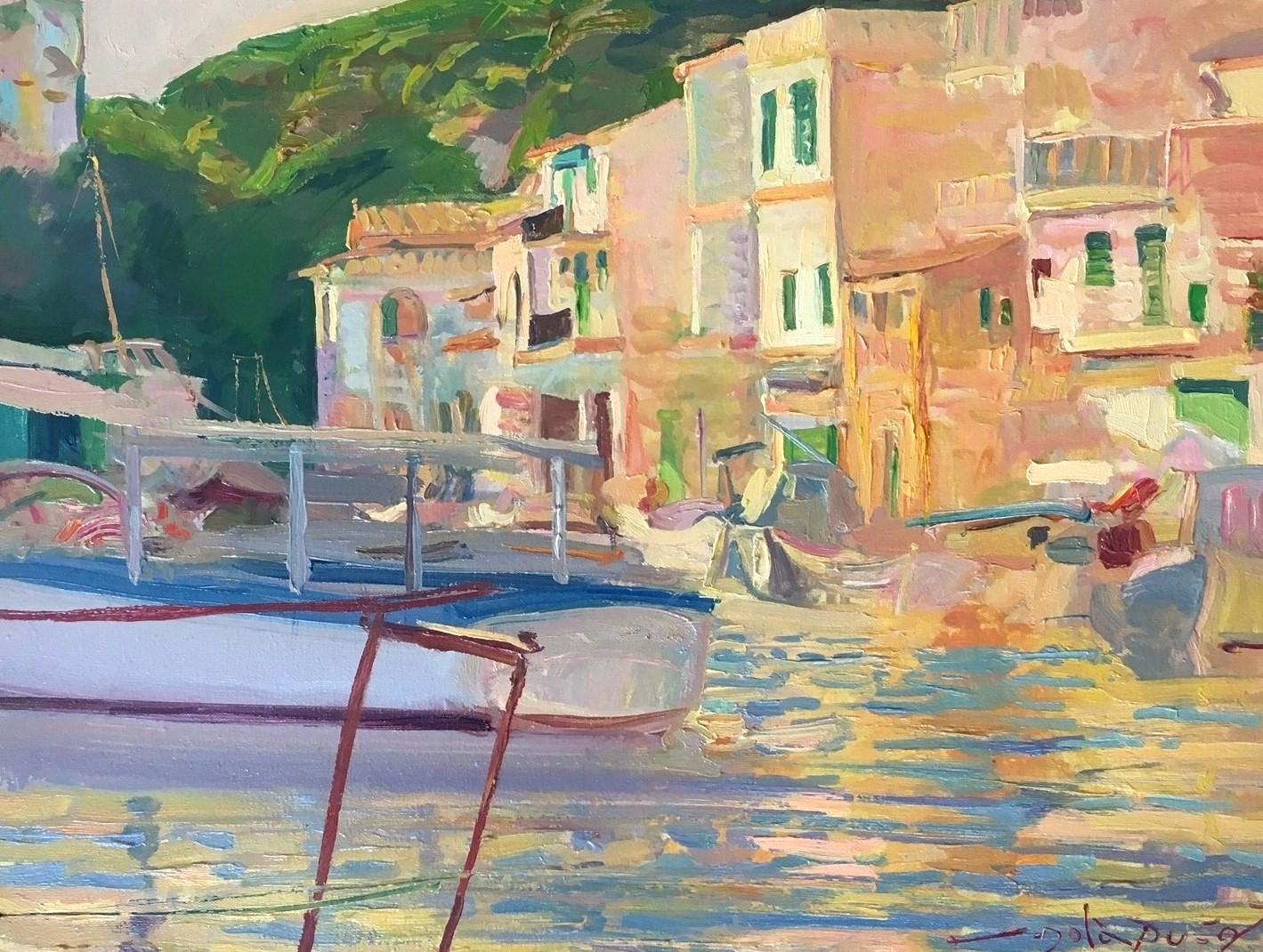 Sola Puig  Mallorca  Costa pintura al óleo sobre lienzo impresionista original en venta 2