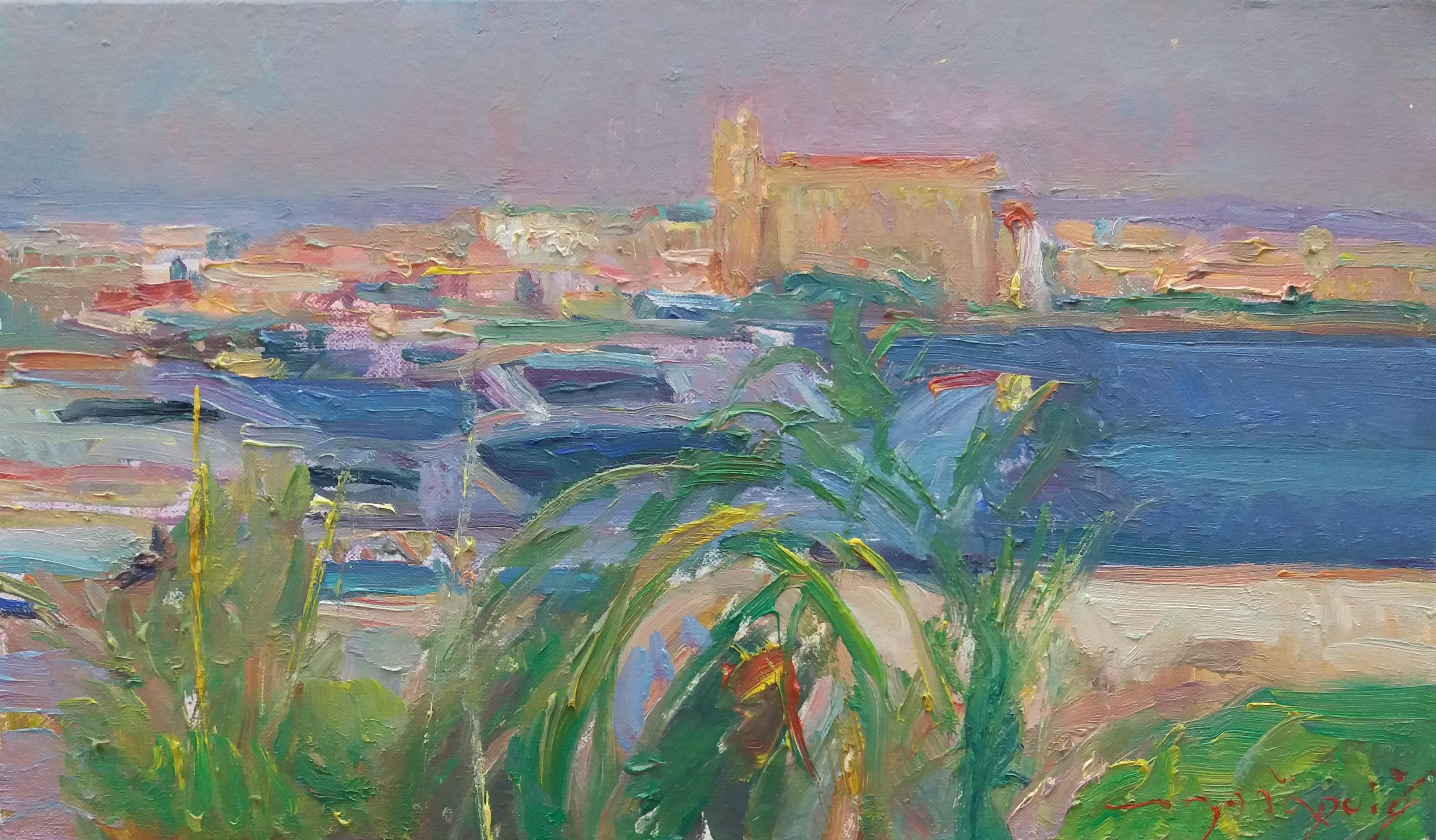 Sola Puig  Palma Mallorca  Bay pintura acrílica impresionista original - Painting Impresionista de Joan SOLA PUIG