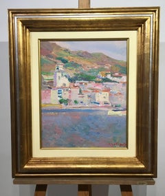 Sola Puig 7Coast Town Beach Vertical original impressionist acrylic