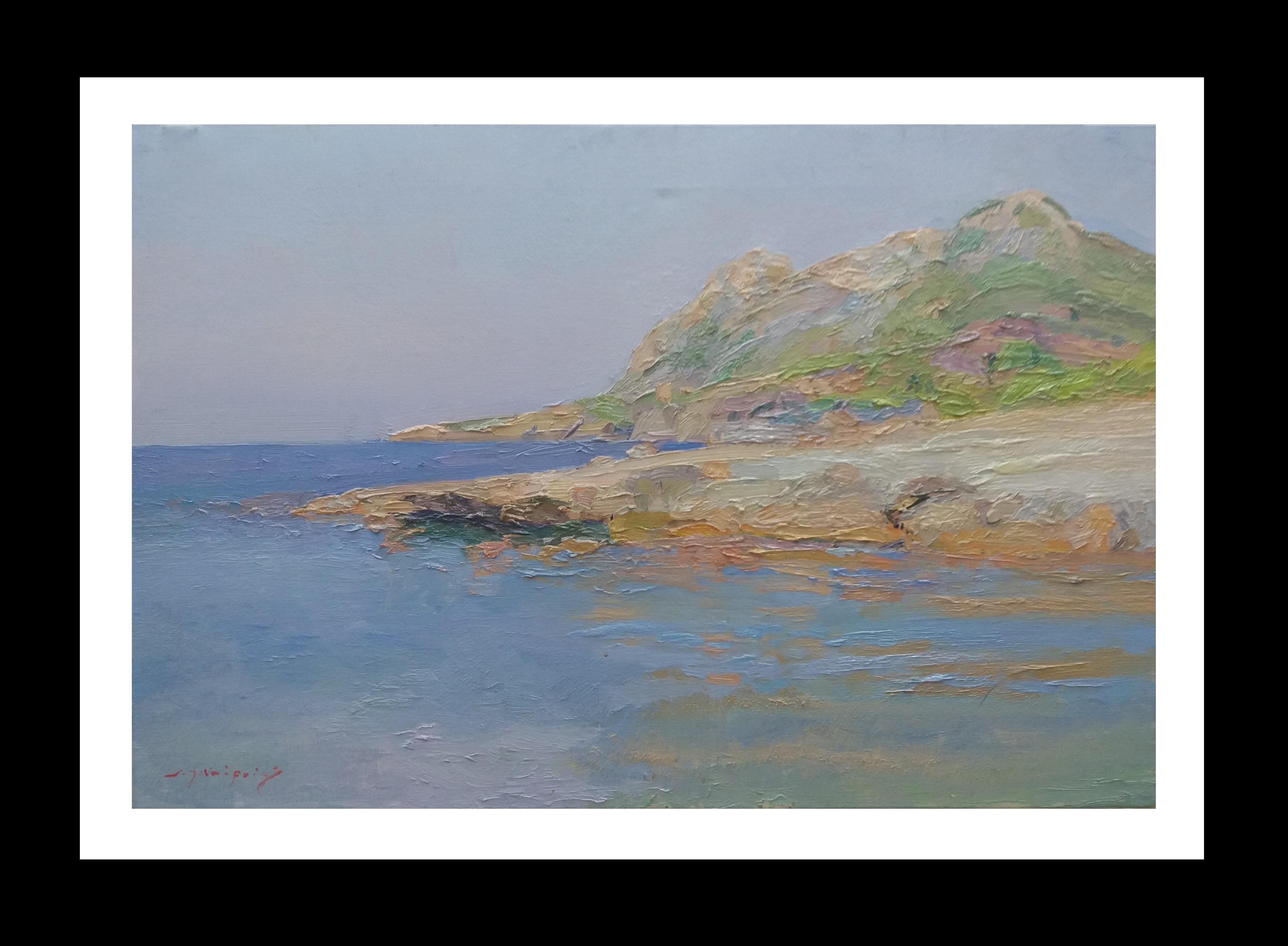 Joan SOLA PUIG Landscape Painting - Sola Puig  Coast  Alcudia Mallorca original impressionist acrylic painting
