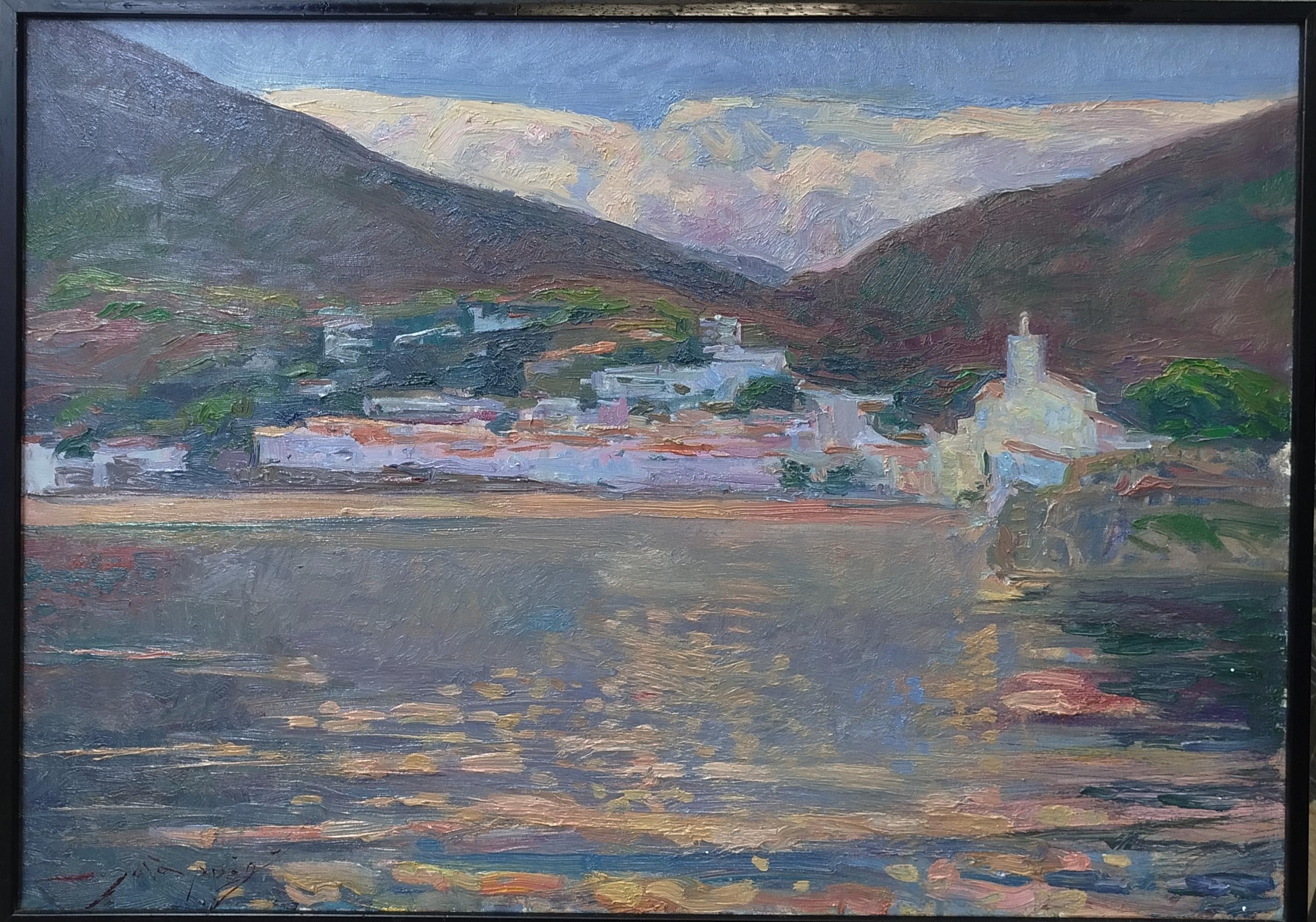 Landscape Painting Joan SOLA PUIG - Sola Puig Coast Marina peinture acrylique impressionniste originale