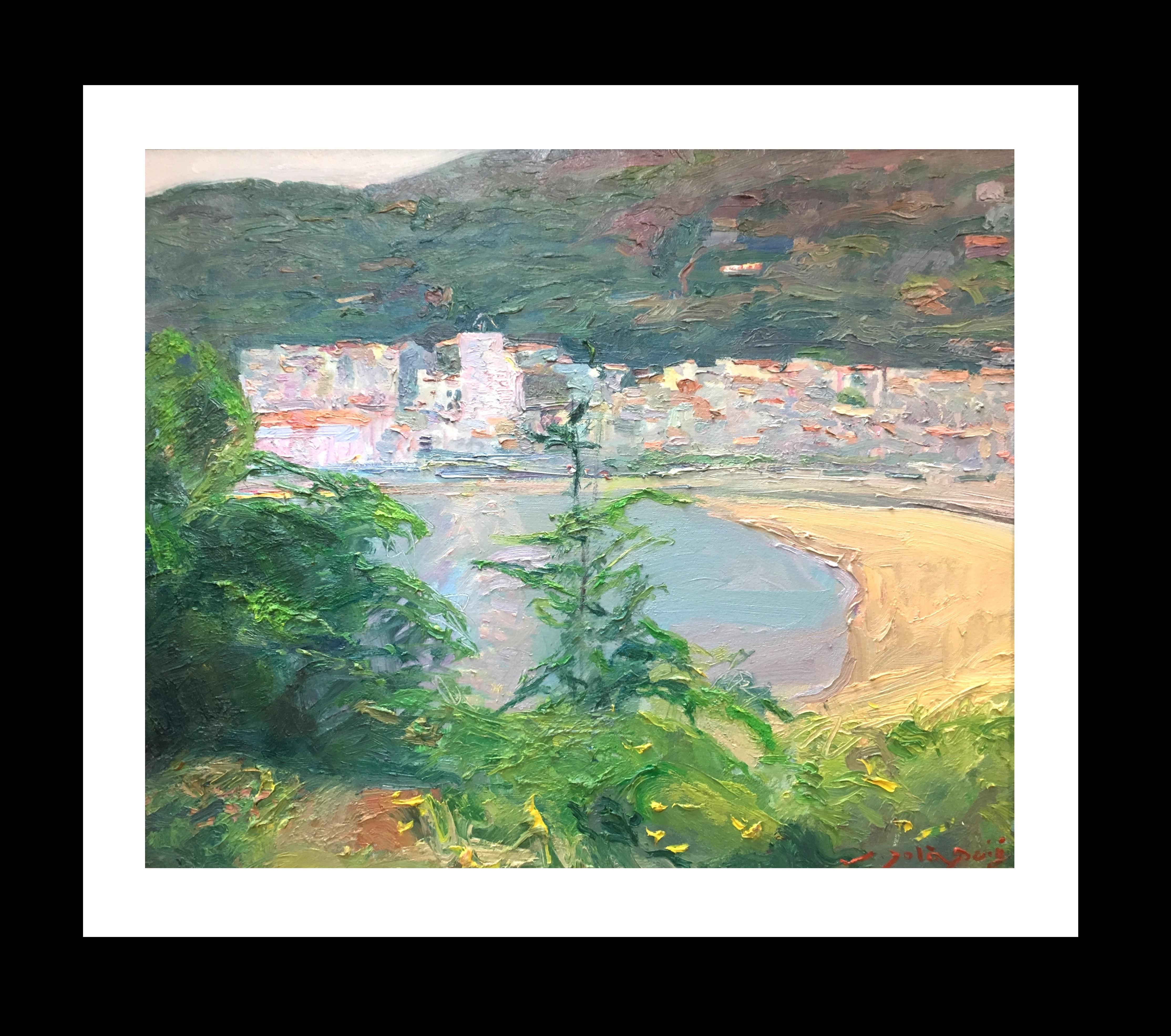 Sola Puig  Coast of Mallorca  original impressionist oil canvas painting - Painting by Joan SOLA PUIG
