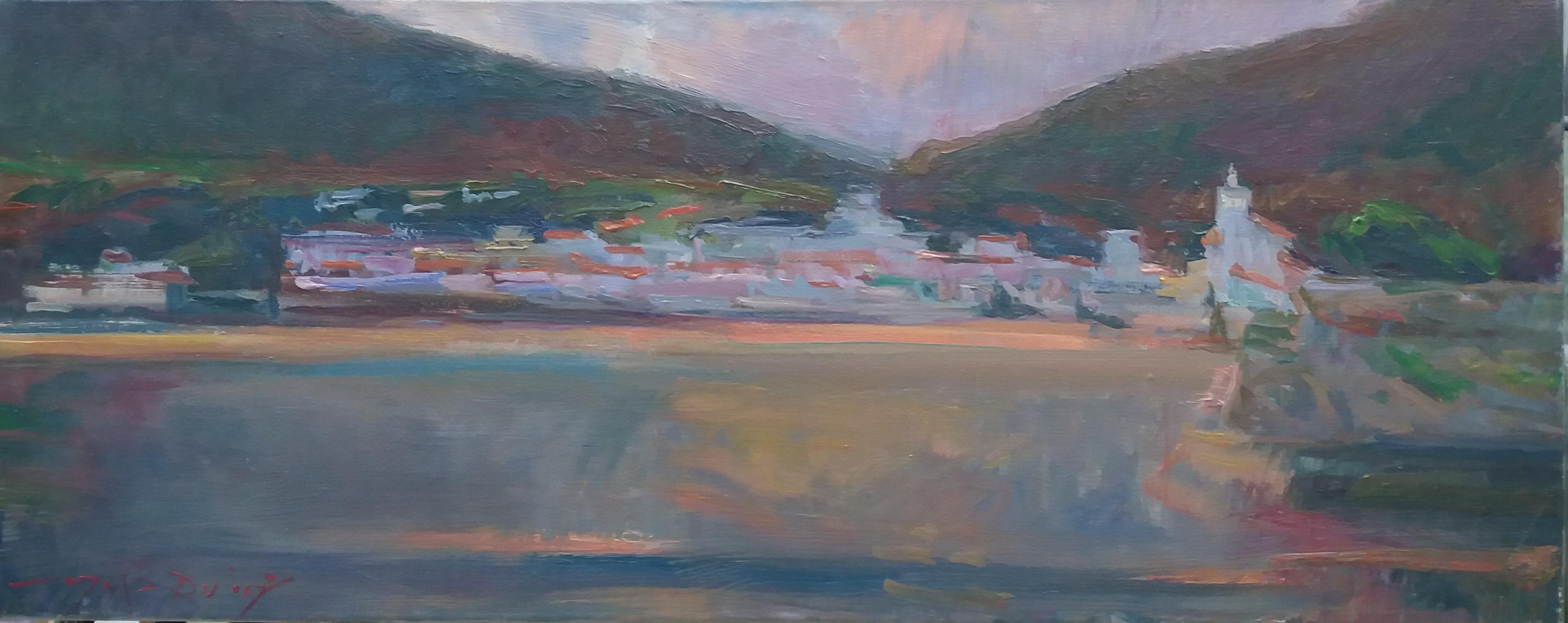 Sola Puig  Originales impressionistisches Acrylgemälde an der Küste – Painting von Joan SOLA PUIG