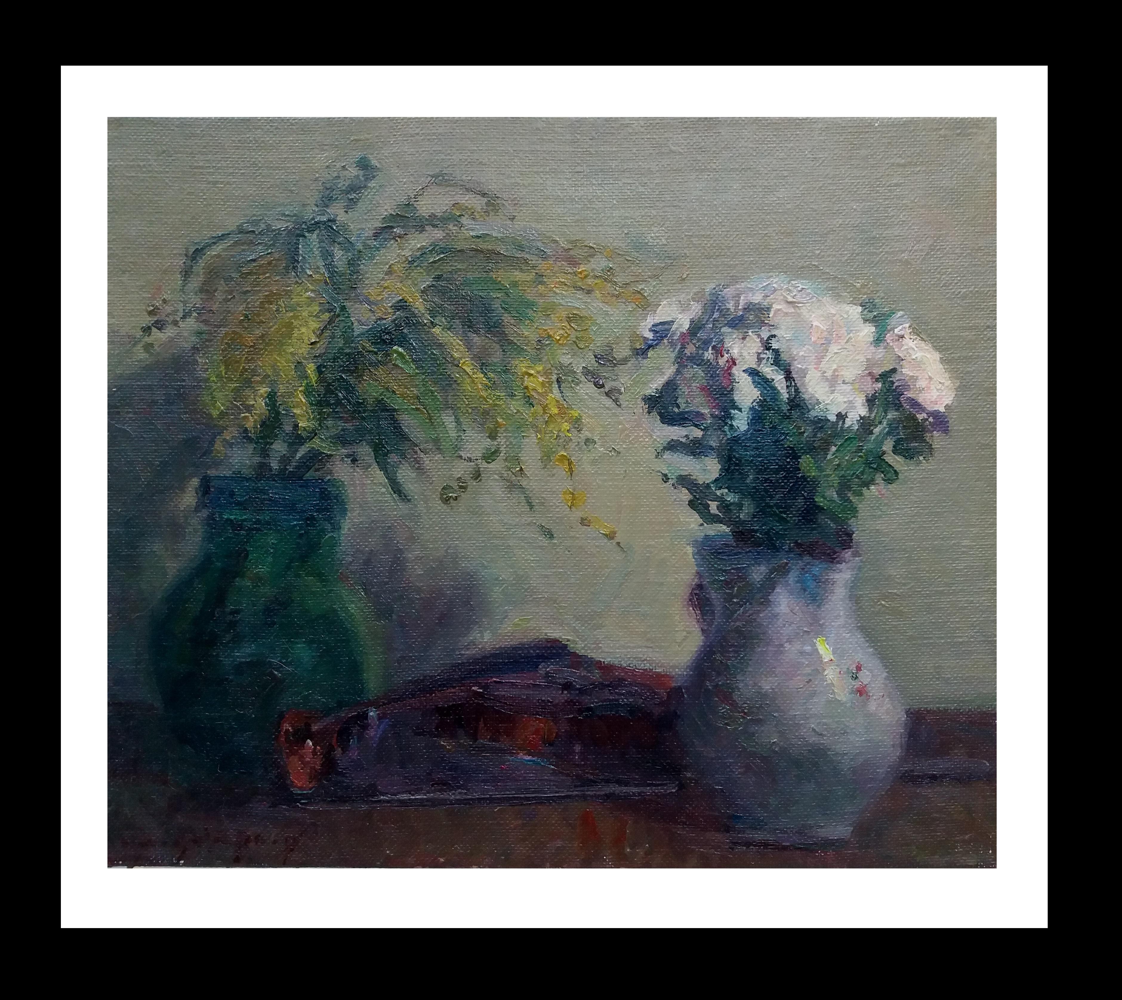 Joan SOLA PUIG Still-Life Painting – SOLA PUIG   Blumen, original impressionistisches Acrylgemälde