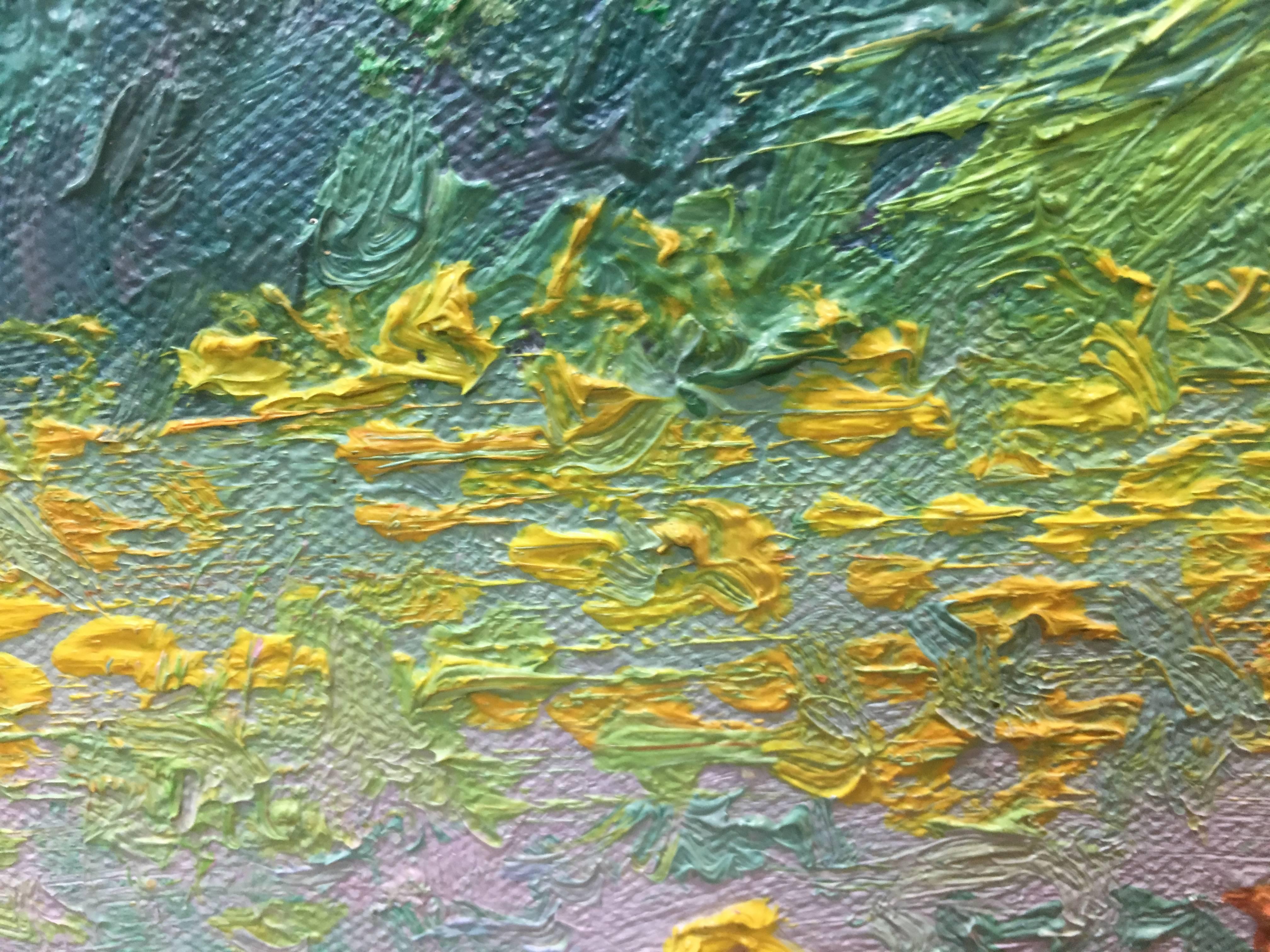 Grüne Landschaft und Bäume, Ölgemälde von Sola Puig (Impressionismus), Painting, von Joan SOLA PUIG