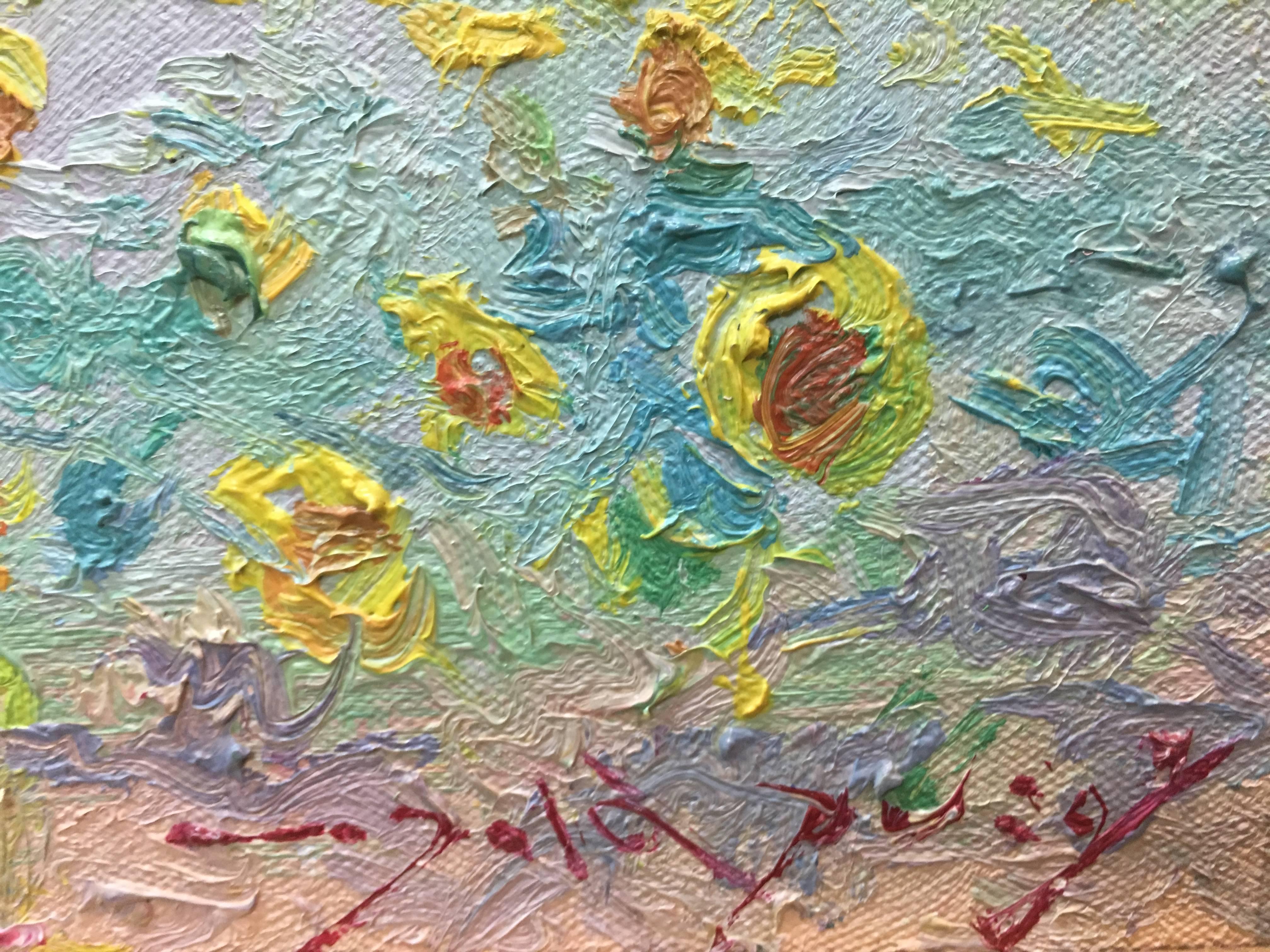 Grüne Landschaft und Bäume, Ölgemälde von Sola Puig (Schwarz), Landscape Painting, von Joan SOLA PUIG