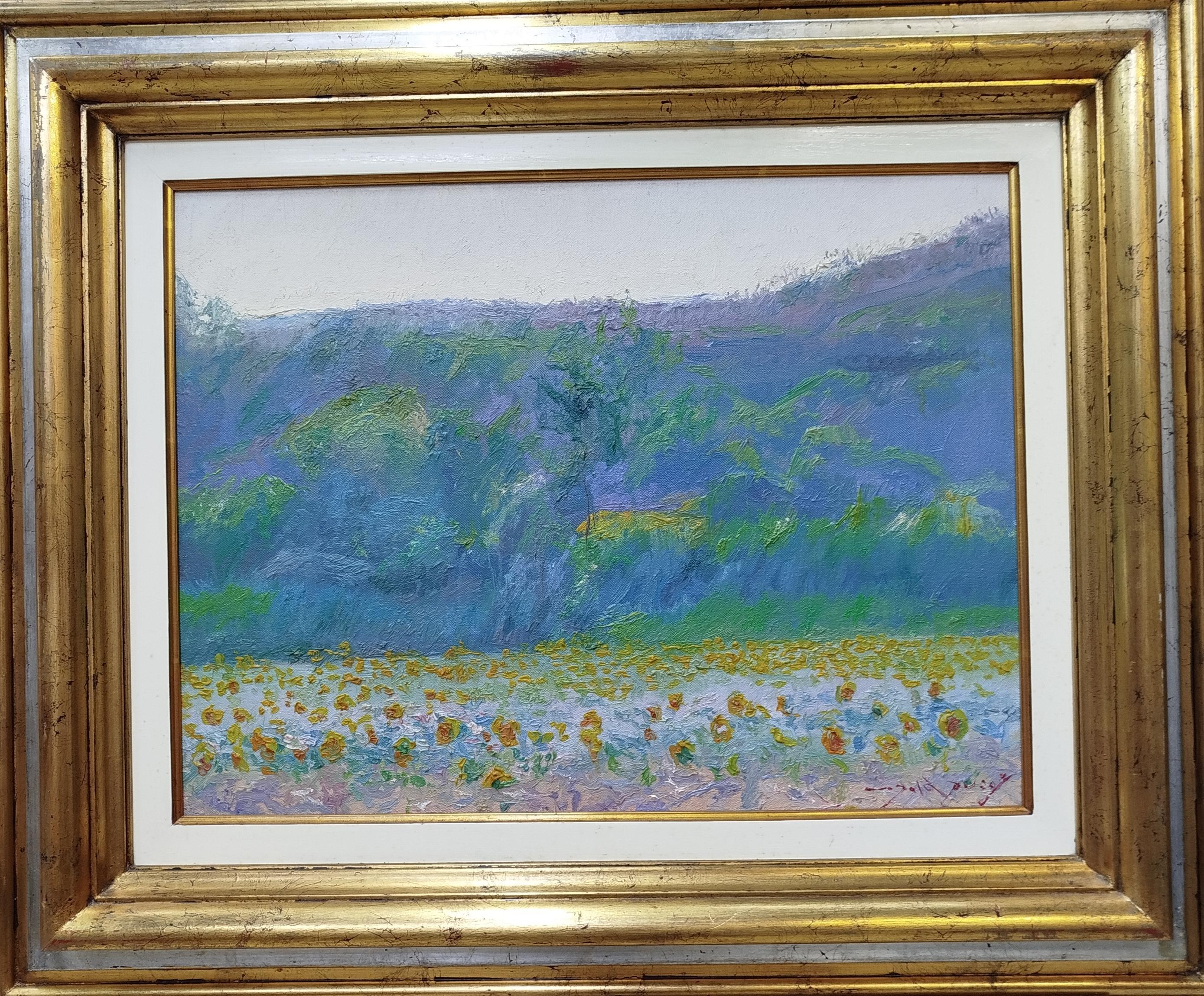Sola Puig, Peinture à l'huile sur toile - Paysage vert et arbres