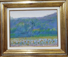 Sola Puig, Green Landscape and Trees oil canvas painting