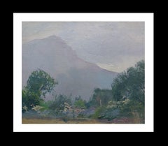 SOLA PUIG Green landscape with mountain Original impressionist painting