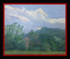 Sola Puig Paysage Vert Peinture à l'huile impressionniste originale sur toile