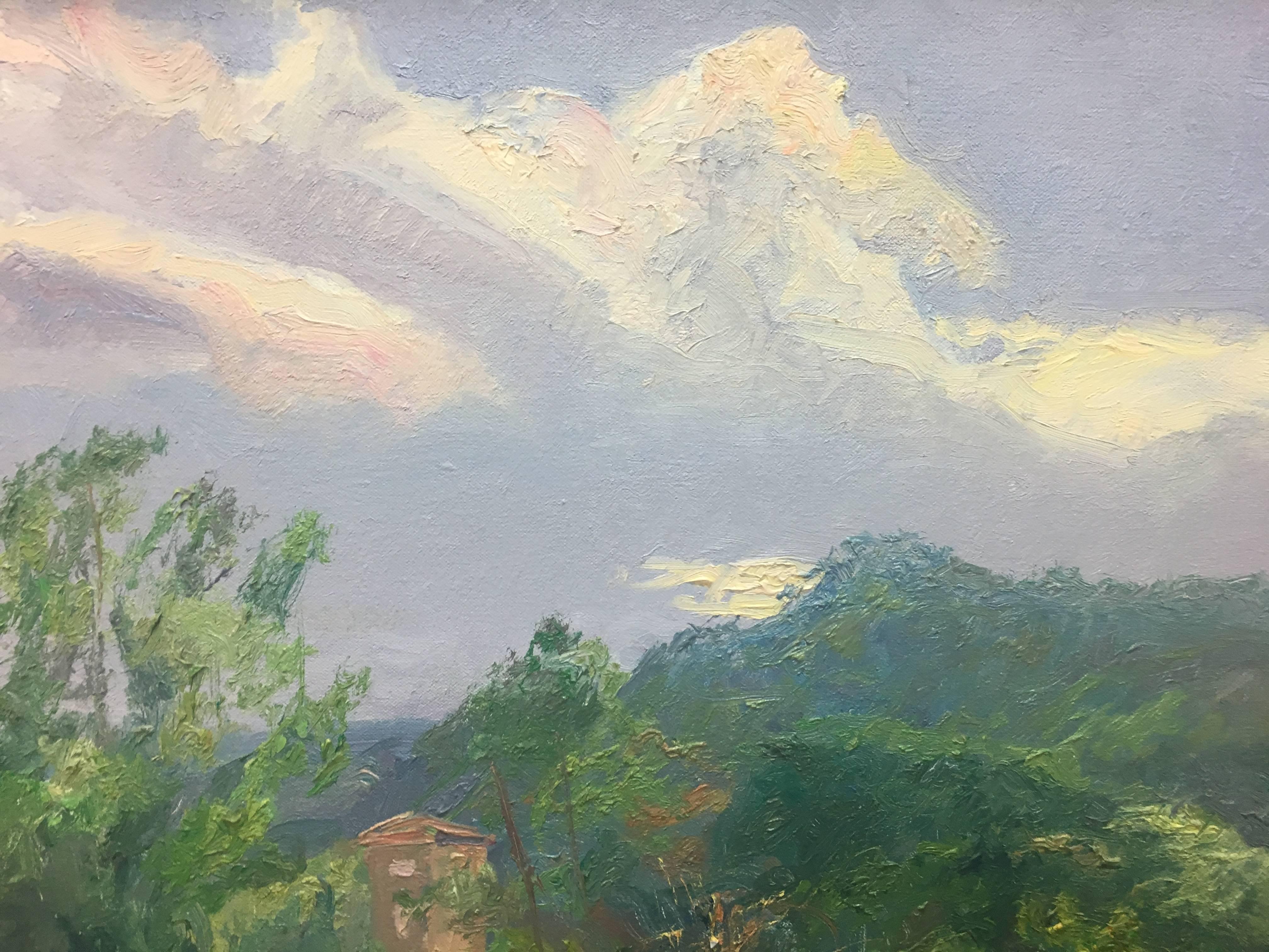 Sola Puig    Landschaft  Grün  Original impressionistisches Ölgemälde auf Leinwand (Schwarz), Landscape Painting, von Joan SOLA PUIG
