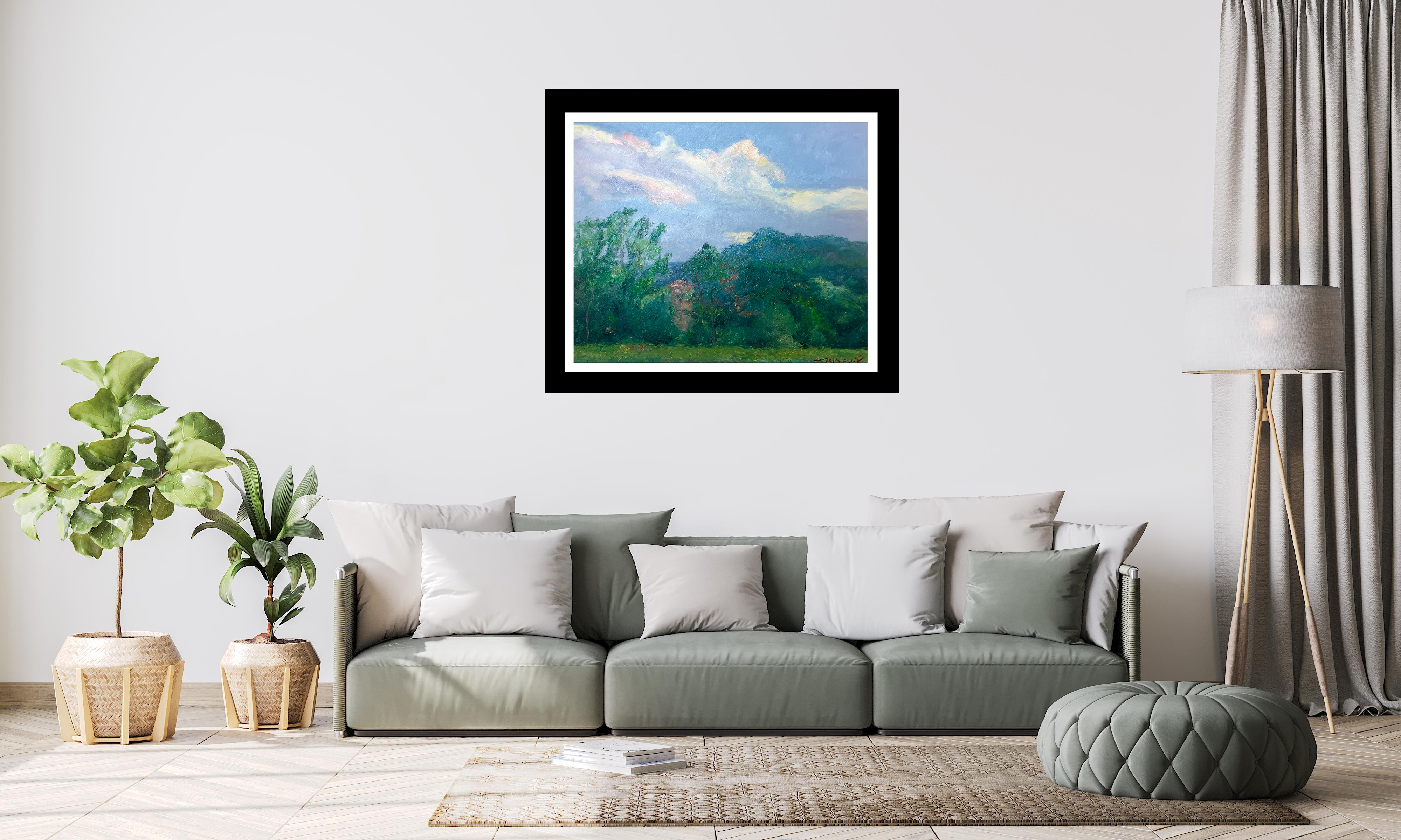 Sola Puig    Landschaft  Grün  Original impressionistisches Ölgemälde auf Leinwand im Angebot 3