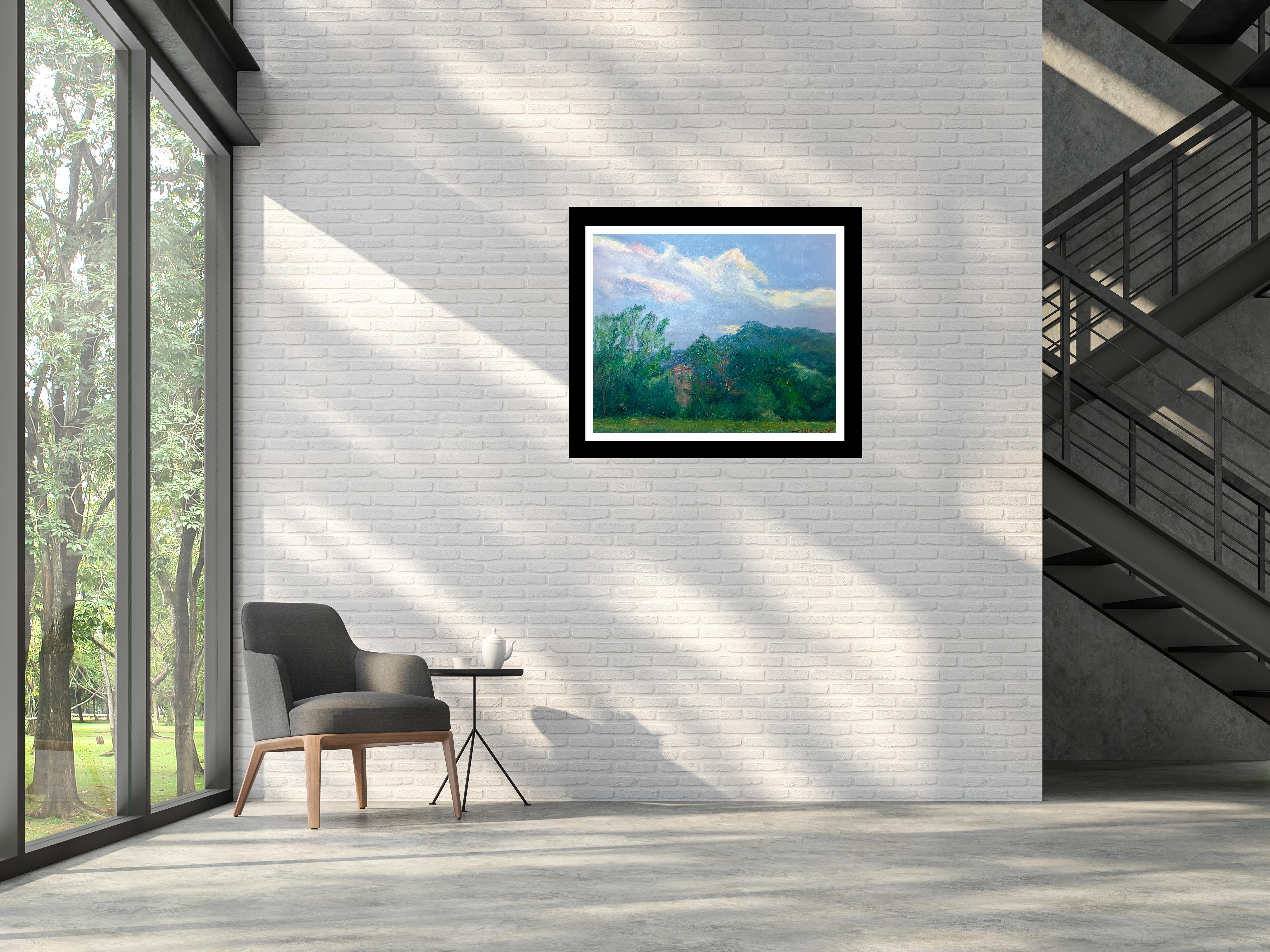 Sola Puig    Landschaft  Grün  Original impressionistisches Ölgemälde auf Leinwand im Angebot 4