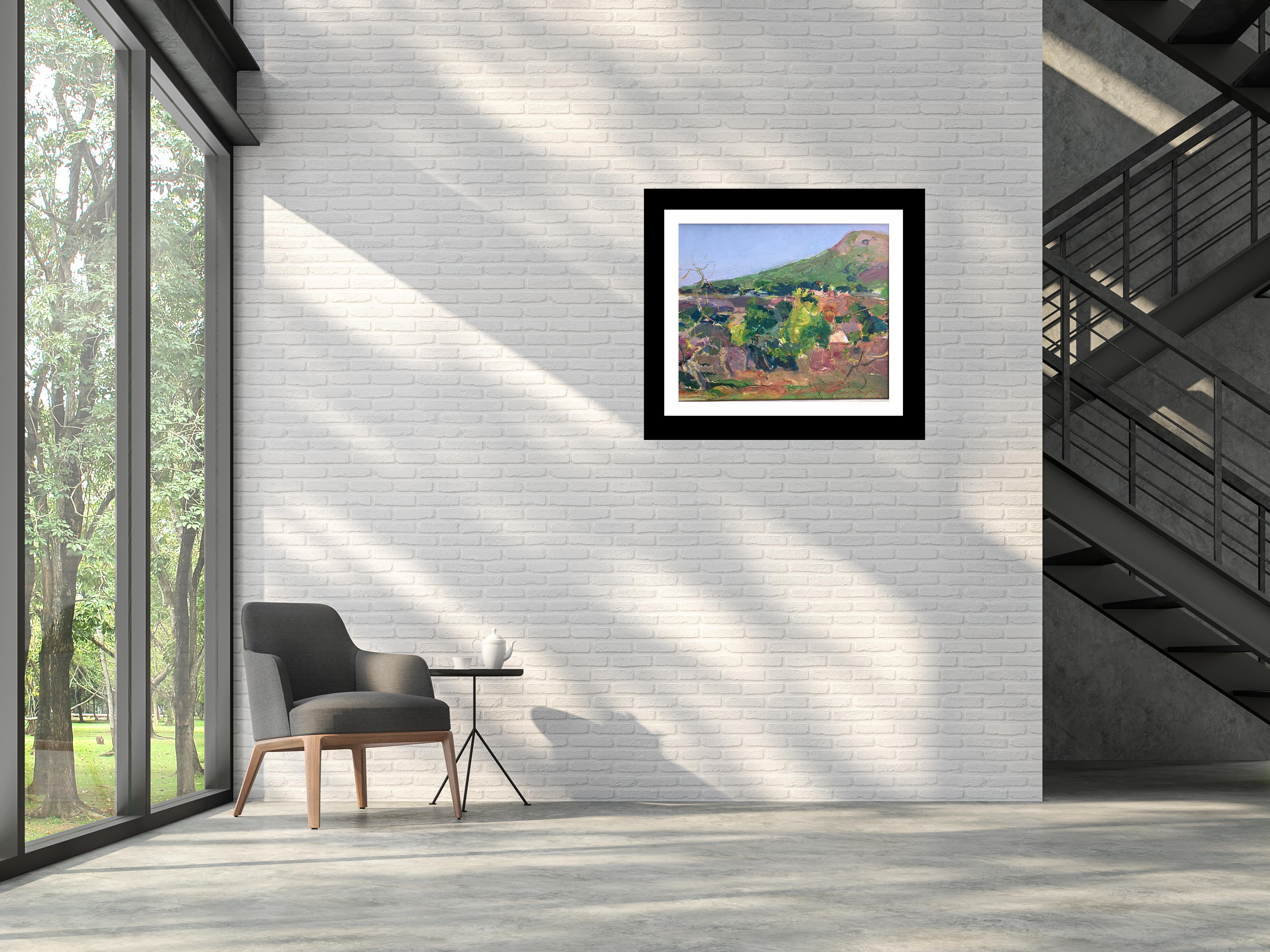 Sola Puig   Paisaje en verde pintura al óleo original impresionista en venta 2