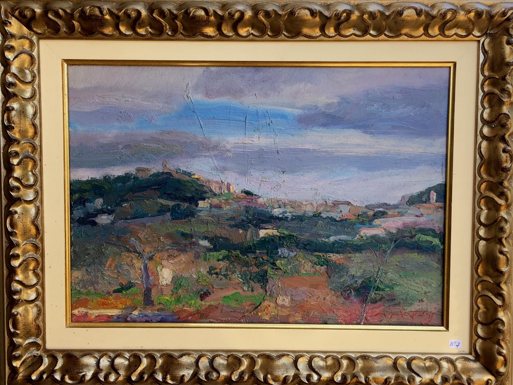 Sola Puig Paysage de Majorca Peinture à l'huile impressionniste originale sur toile