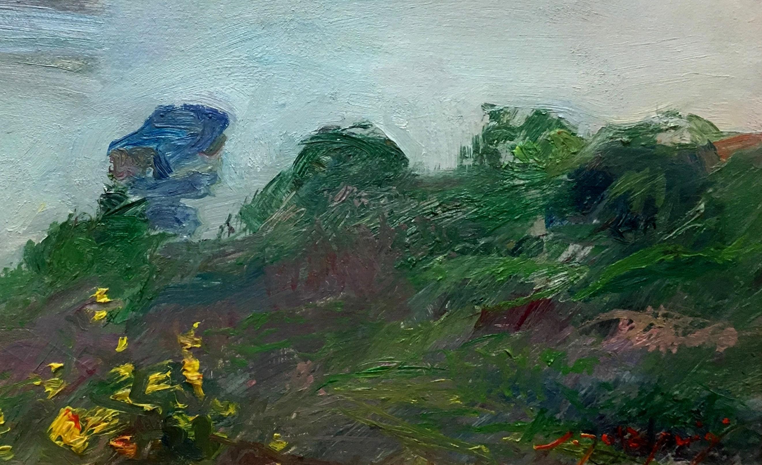 Sola Puig  Marine  Grüne Küste Kataloniens an der Küste.  Original impressionistisches Ölgemälde – Painting von Joan SOLA PUIG