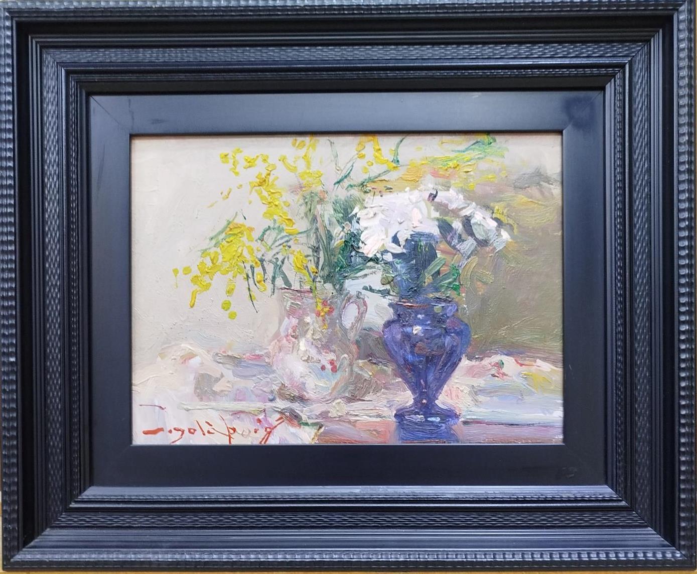 Landscape Painting Joan SOLA PUIG - Sola Puig   Petite peinture à l'huile impressionniste originale Mimosas
